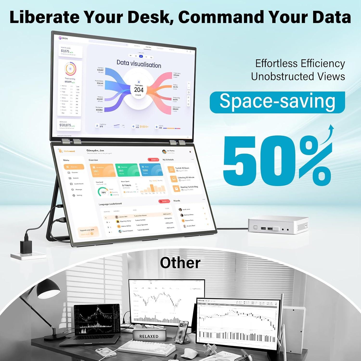 Monitor Doble Plegable InnoView 23.8" 2K QHD 100% sRGB