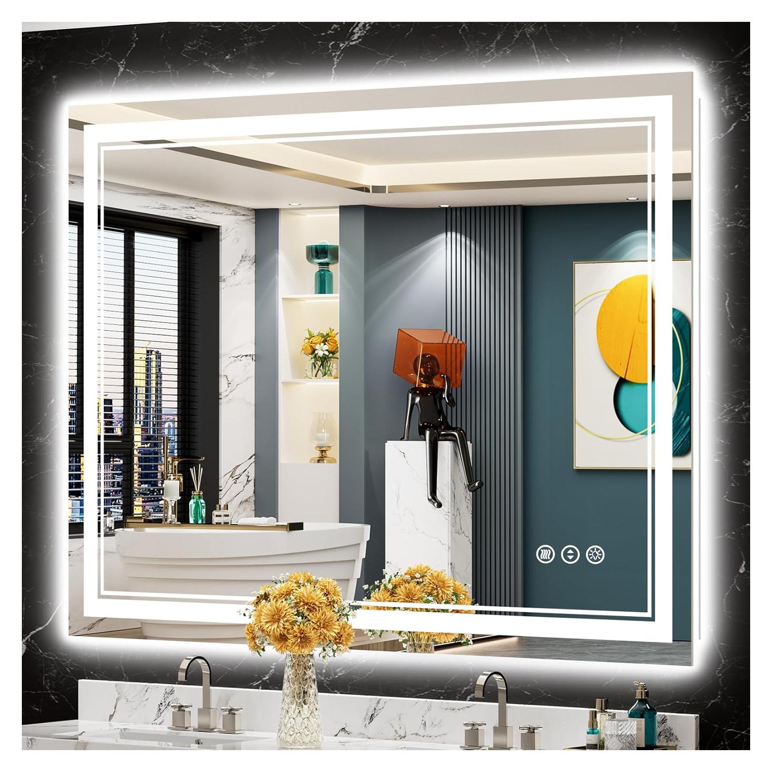 Espejo de Baño LED Awandee 120x90 cm Retroiluminado y Frontal