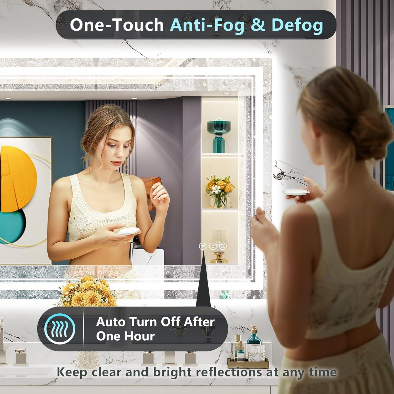 Espejo de Baño LED Awandee 120x90 cm Retroiluminado y Frontal