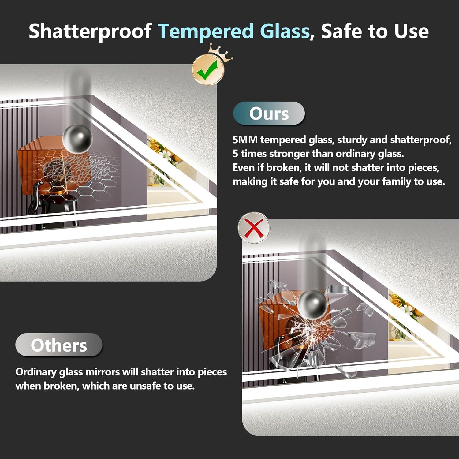 Espejo de Baño LED Awandee 120x90 cm Retroiluminado y Frontal