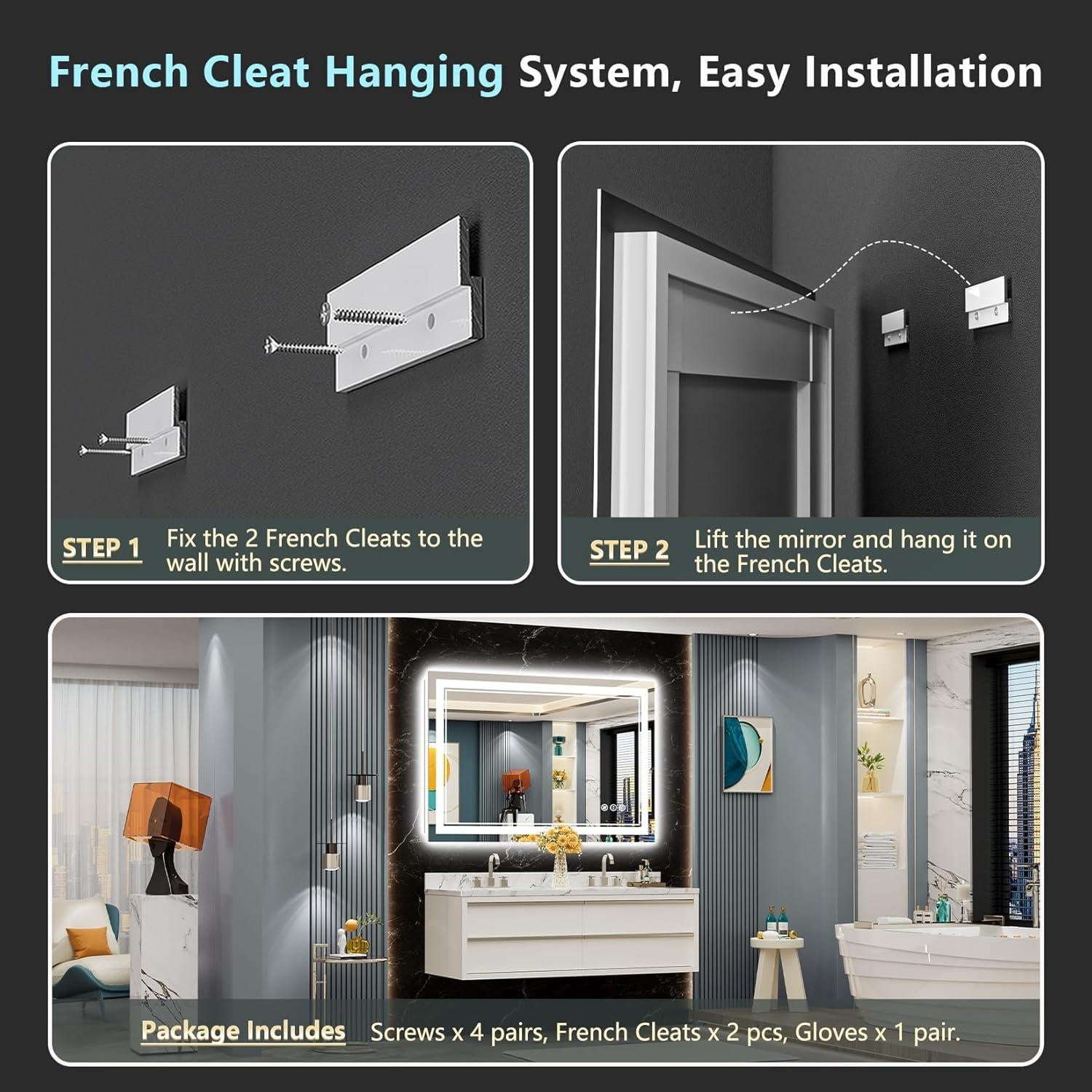 Espejo de Baño LED Awandee 120x90 cm Retroiluminado y Frontal