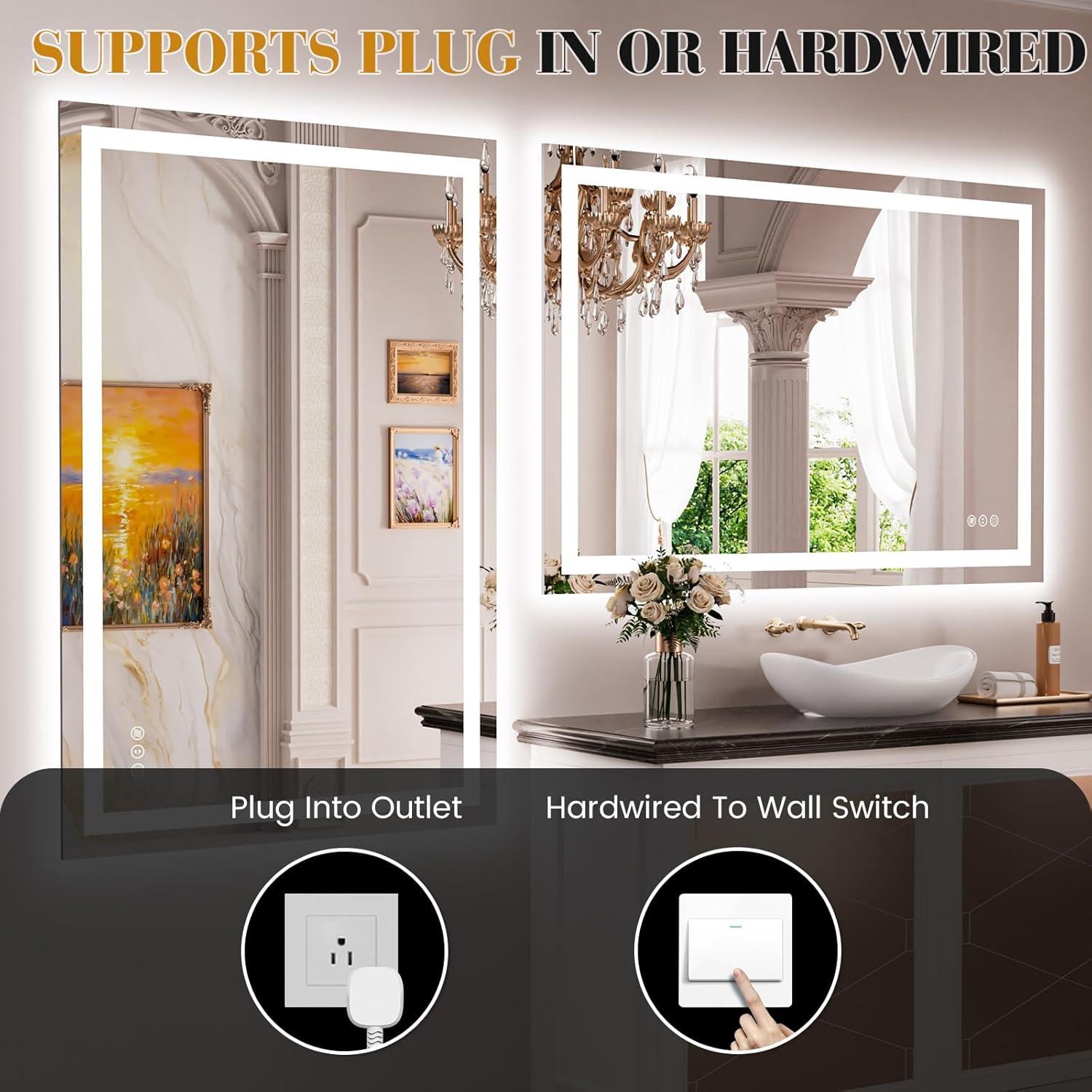 Espejo de Baño LED JISOSO 61x81cm Anti-vaho Regulable