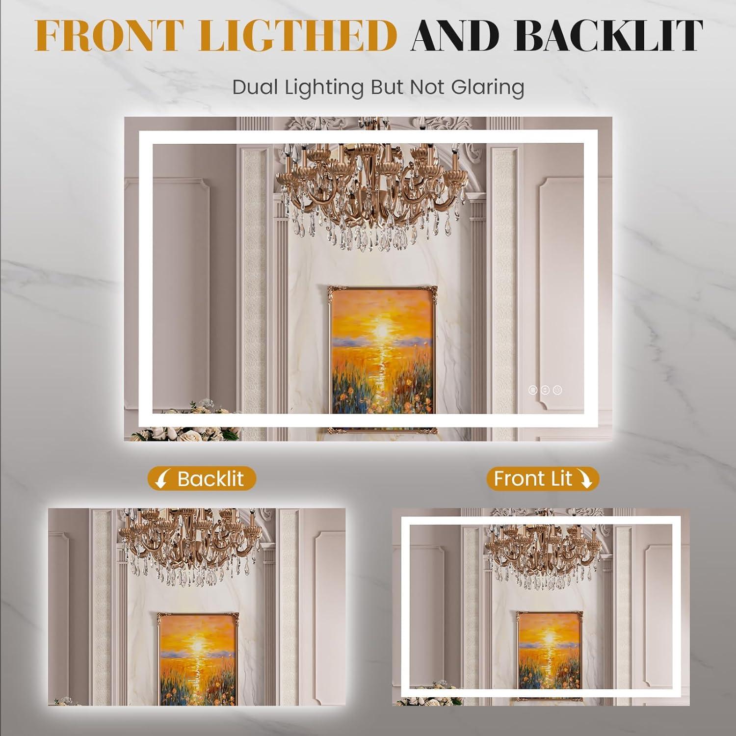 Espejo de Baño LED JISOSO 61x81cm Anti-vaho Regulable