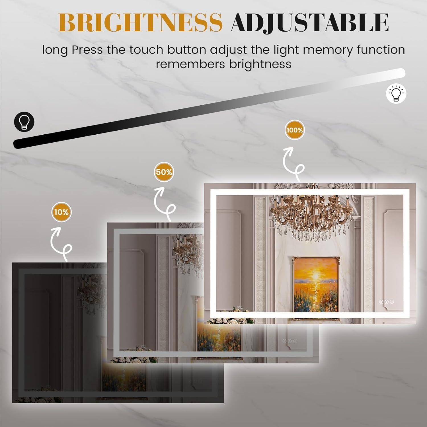 Espejo de Baño LED JISOSO 61x81cm Anti-vaho Regulable