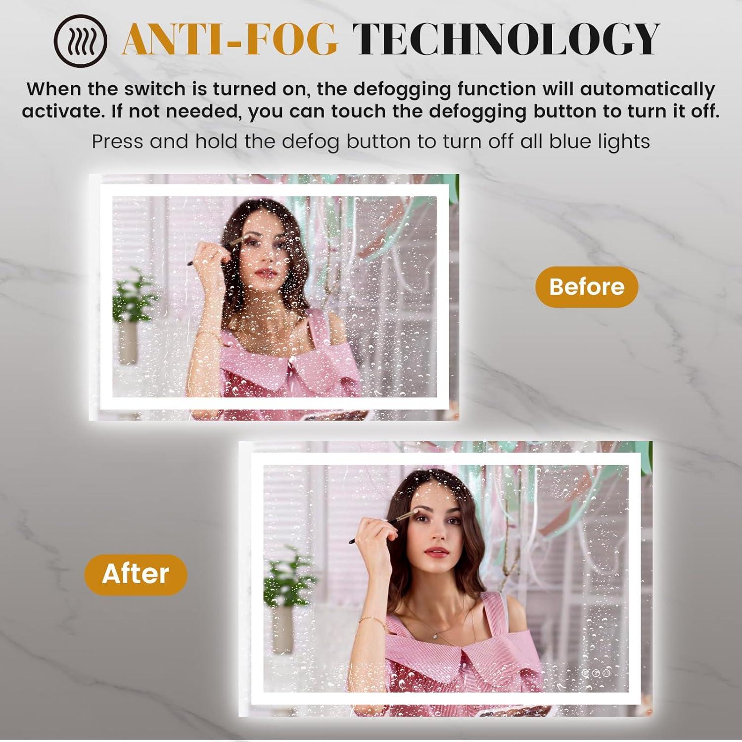 Espejo de Baño LED JISOSO 61x81cm Anti-vaho Regulable