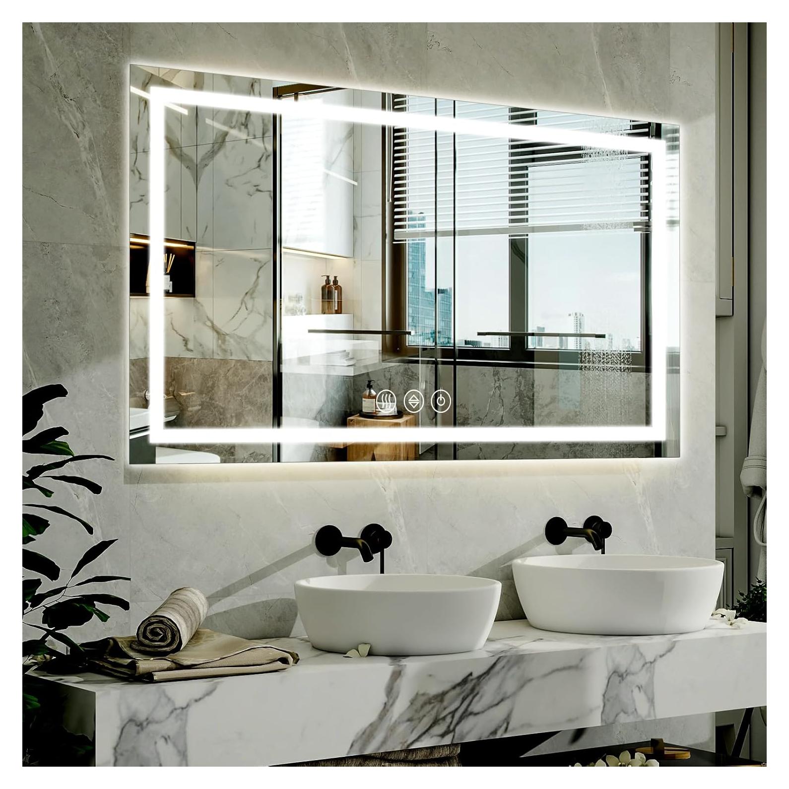 Espejo de Baño LED XRAMFY 101.6x152.4 cm Rectangular con Luz