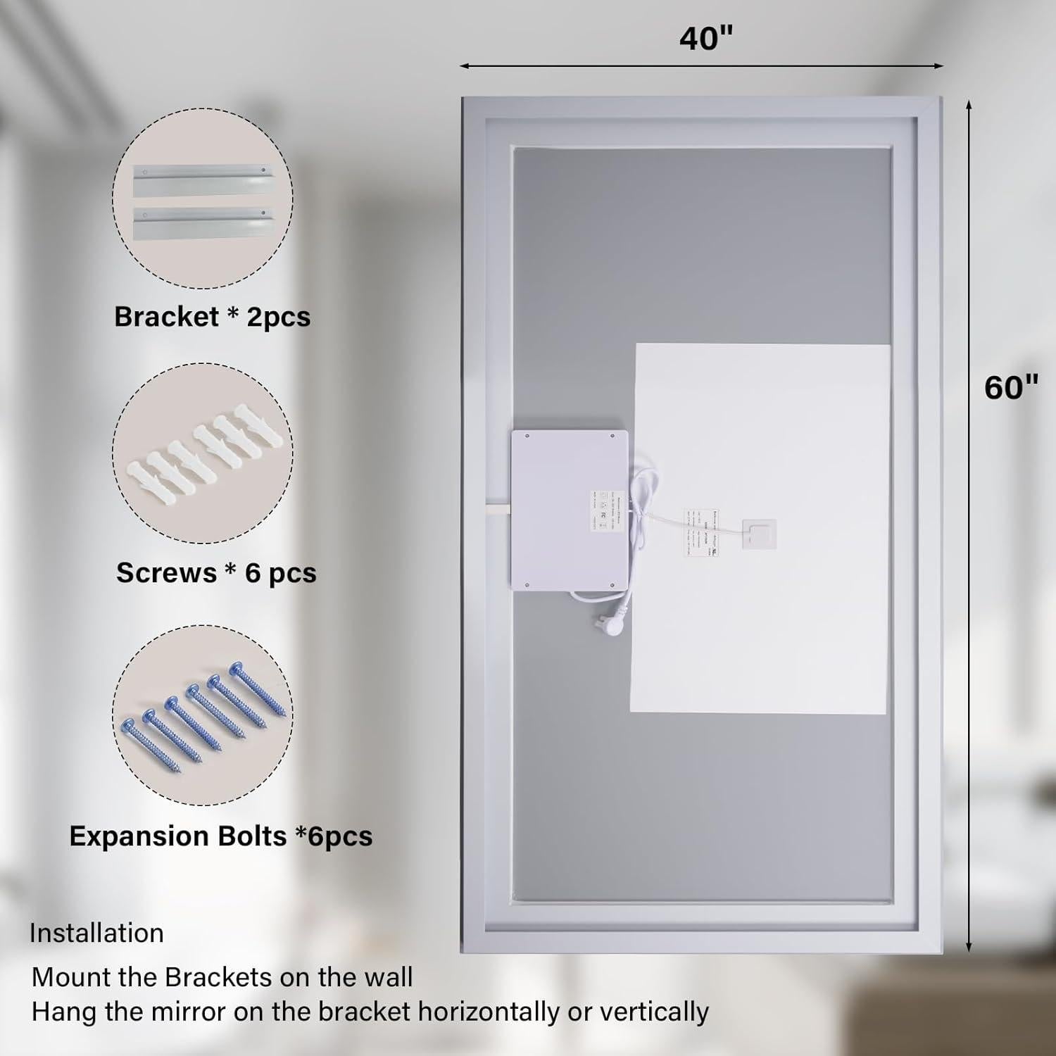Espejo de Baño LED XRAMFY 101.6x152.4 cm Rectangular con Luz