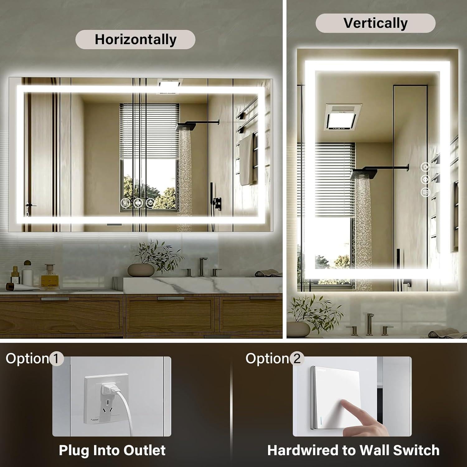 Espejo de Baño LED XRAMFY 101.6x152.4 cm Rectangular con Luz