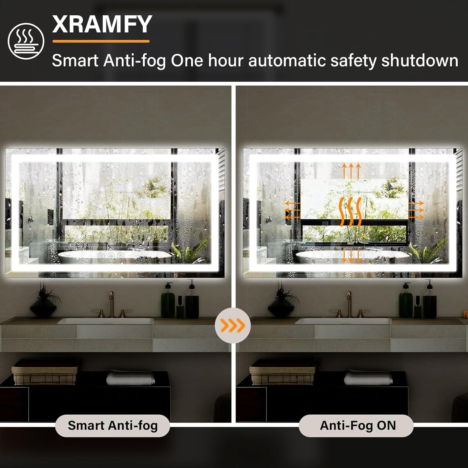 Espejo de Baño LED XRAMFY 101.6x152.4 cm Rectangular con Luz