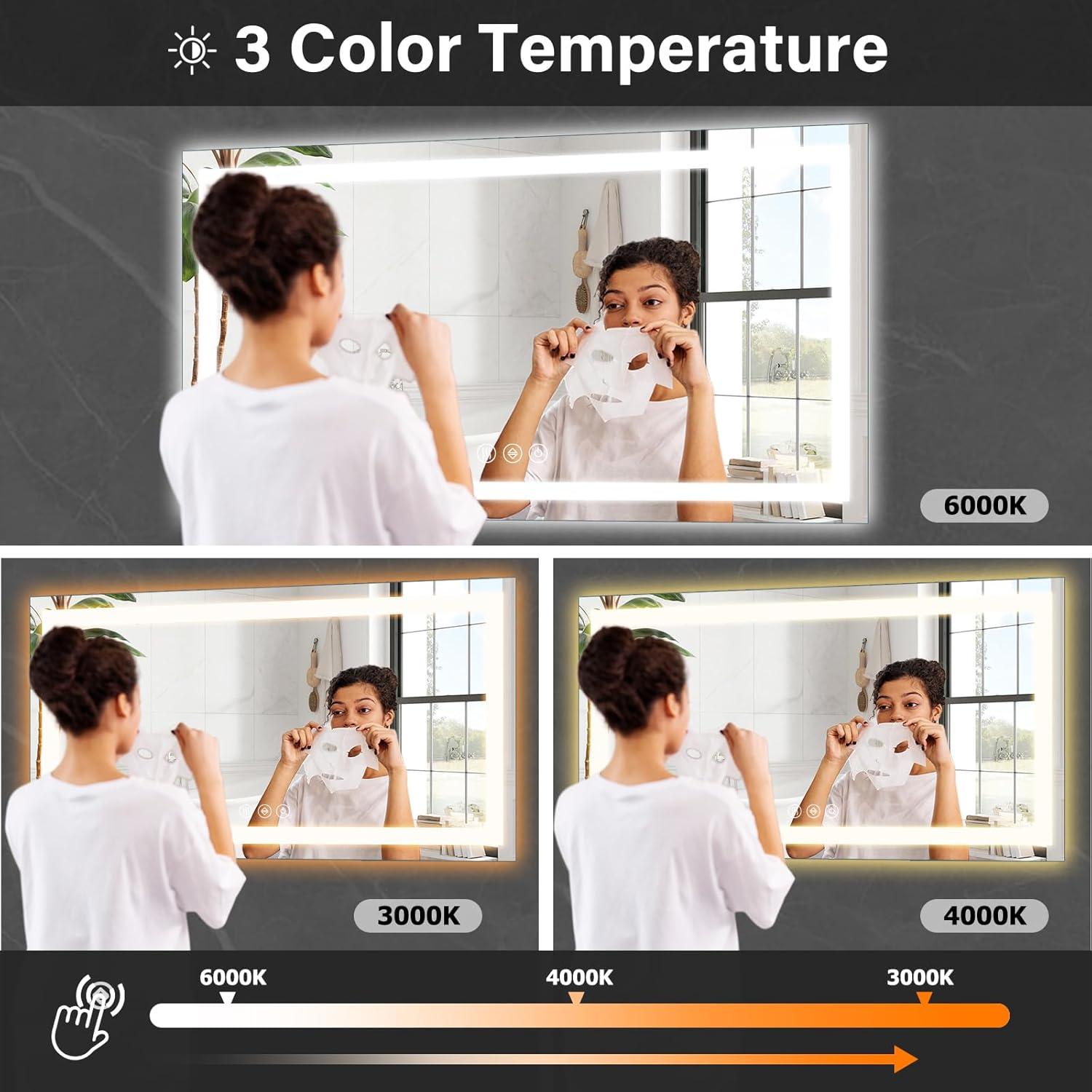 Espejo de Baño LED XRAMFY 101.6x152.4 cm Rectangular con Luz