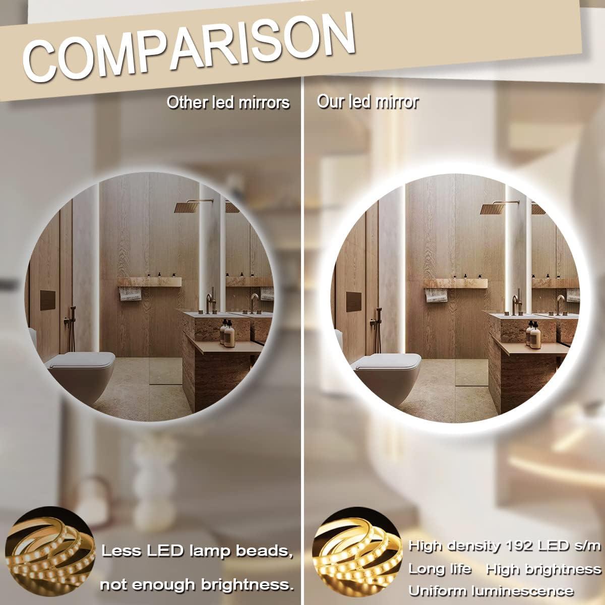 Espejo LED Redondo THEKLA 50 cm con Luz Regulable y Anti-empañante