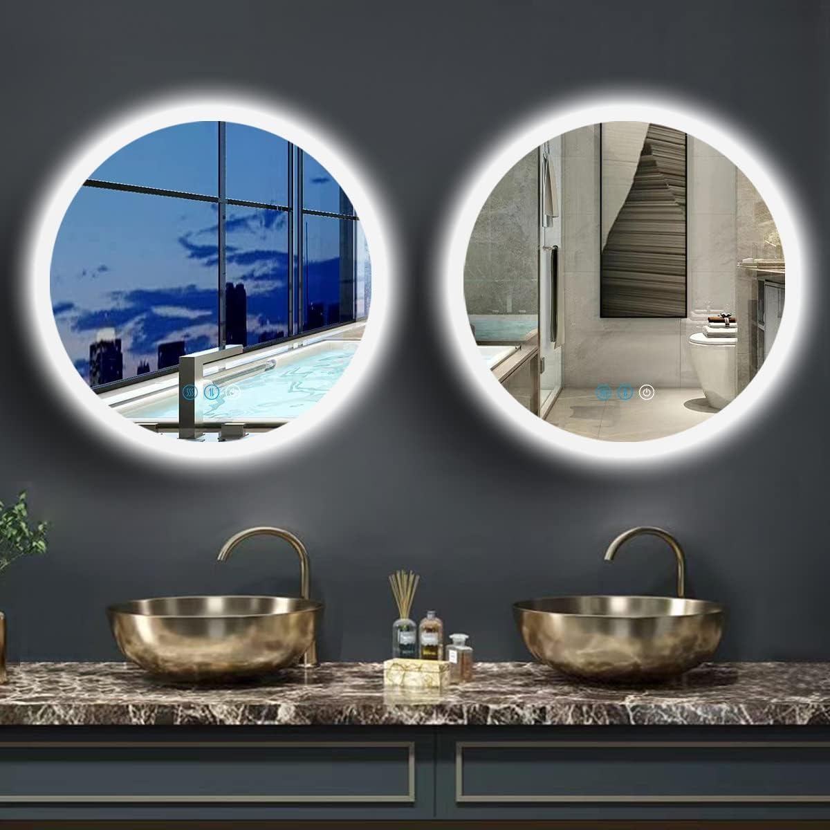 Espejo LED Redondo THEKLA 50 cm con Luz Regulable y Anti-empañante
