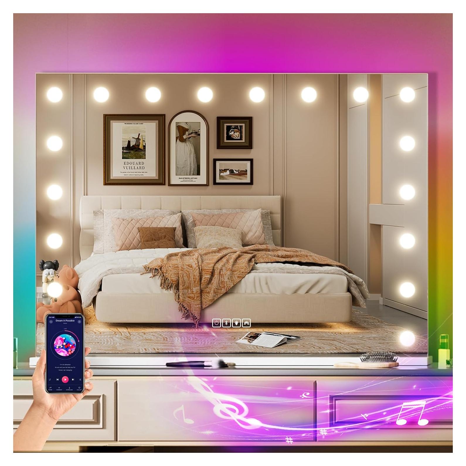Espejo de Tocador COOLJEEN 81x58 cm con Luces y Bluetooth