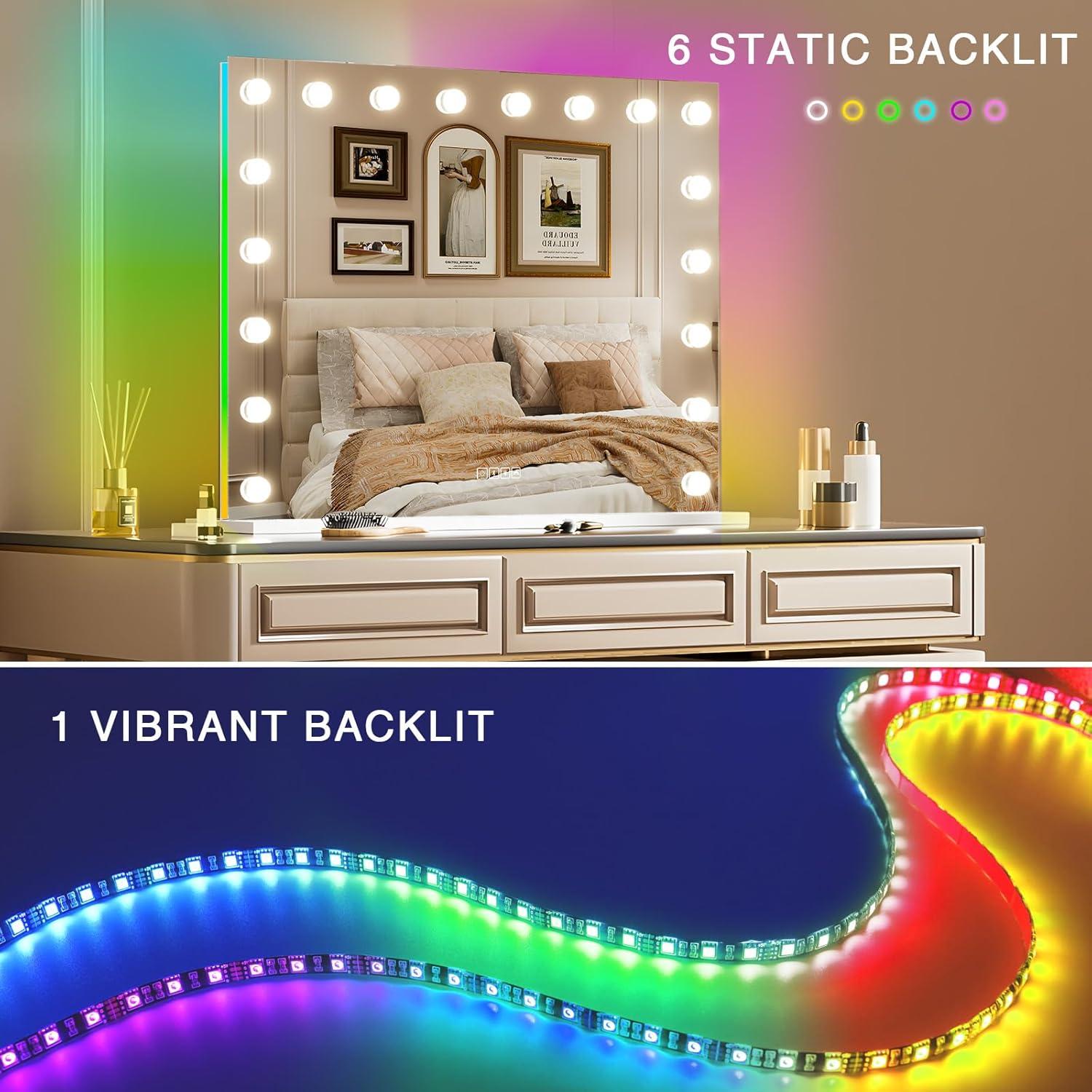 Espejo de Tocador COOLJEEN 81x58 cm con Luces y Bluetooth