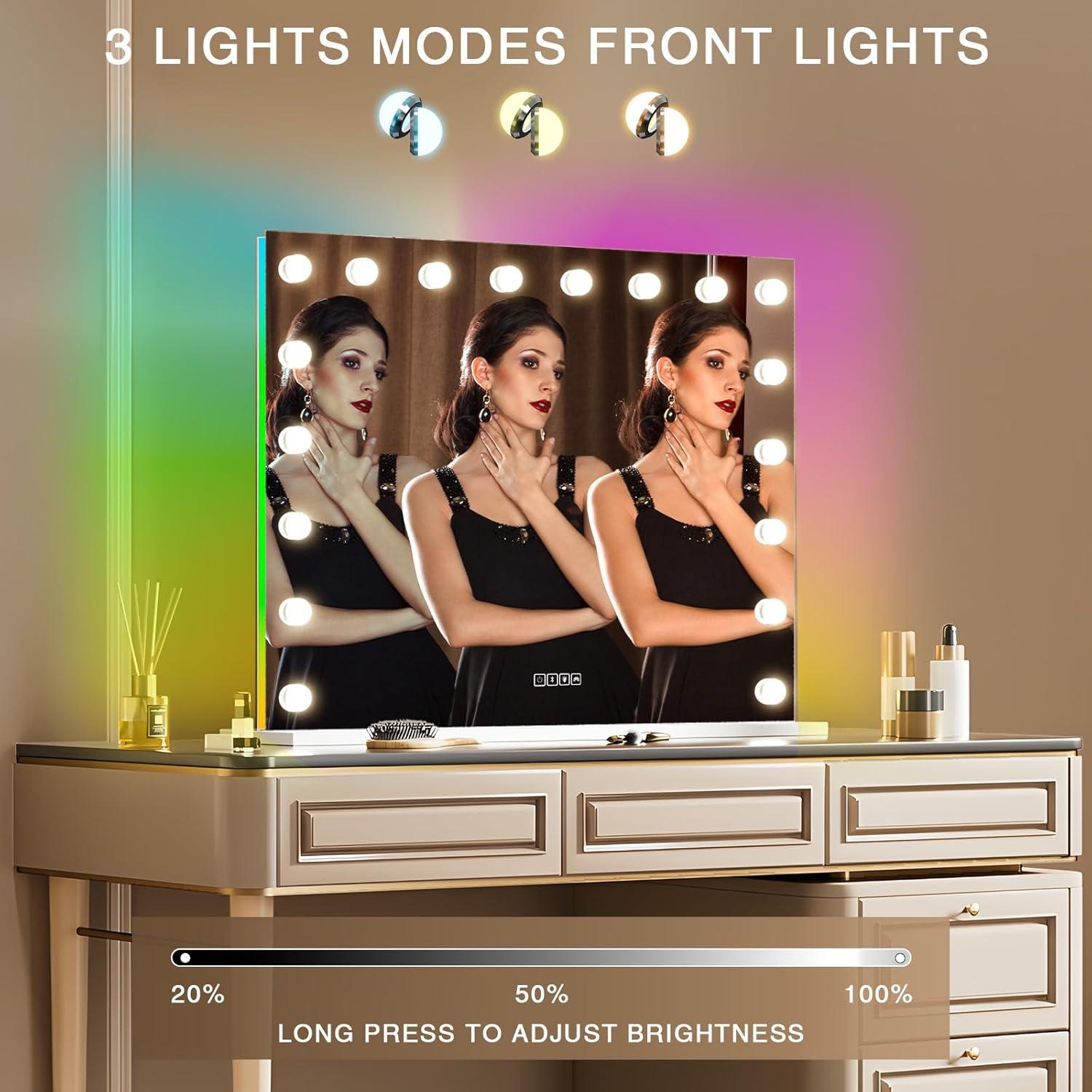 Espejo de Tocador COOLJEEN 81x58 cm con Luces y Bluetooth