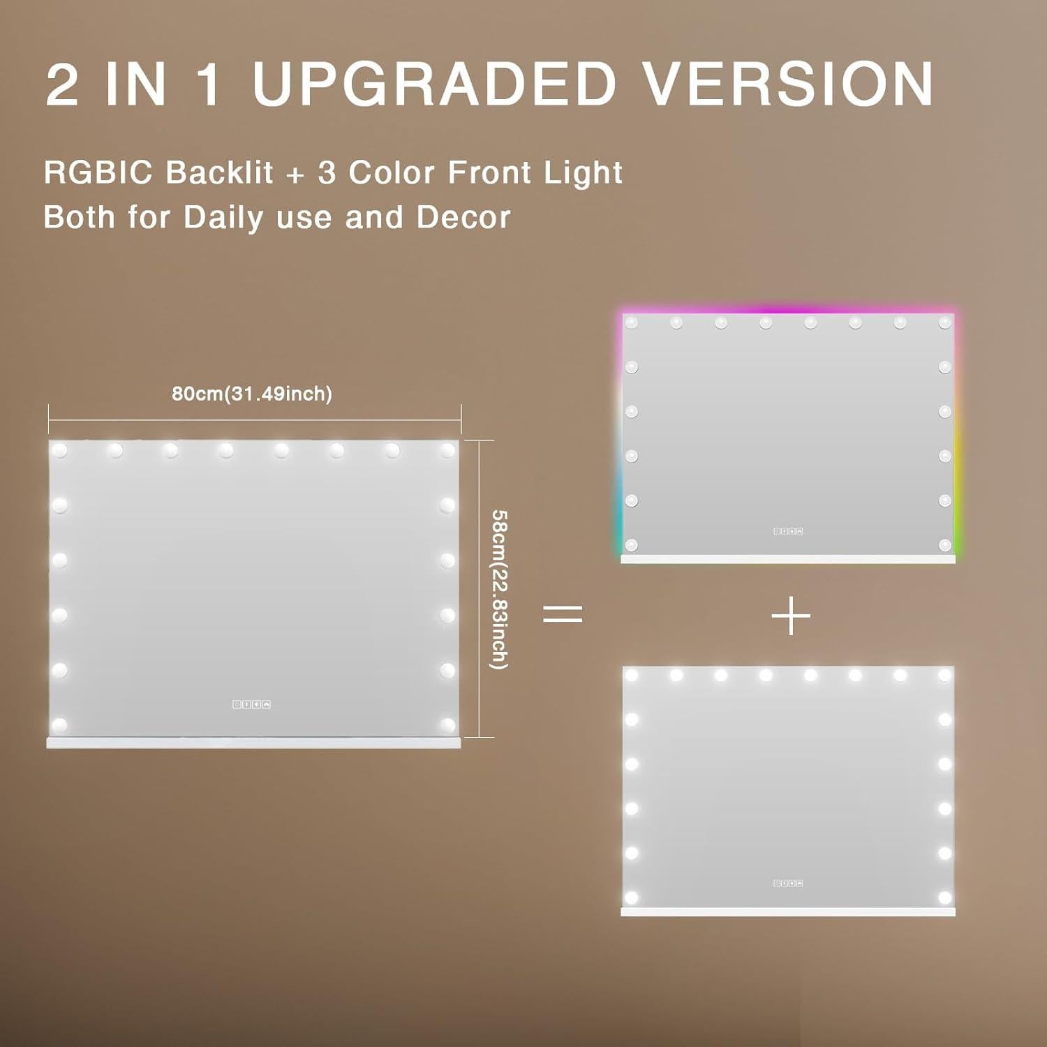 Espejo de Tocador COOLJEEN 81x58 cm con Luces y Bluetooth