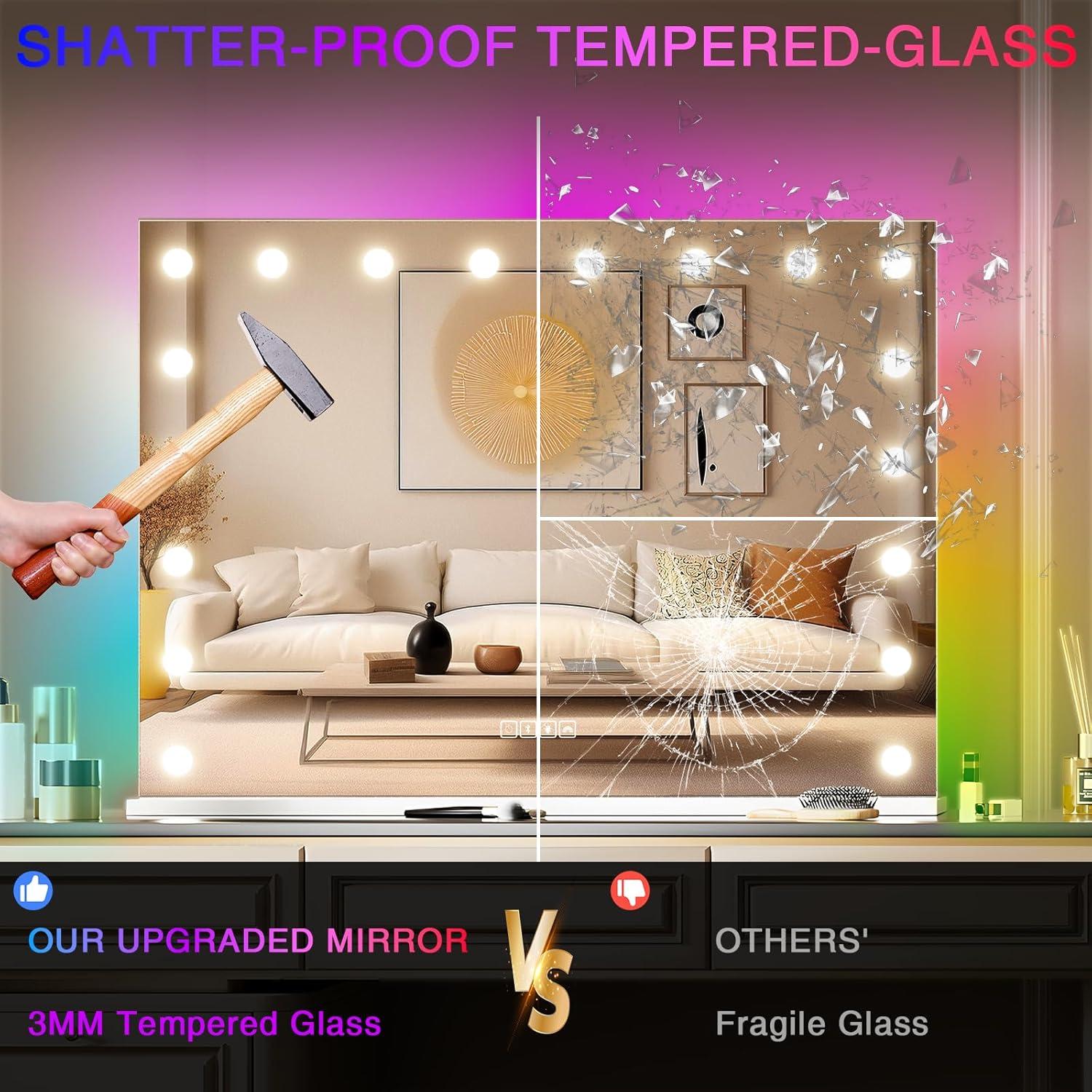 Espejo de Tocador COOLJEEN 81x58 cm con Luces y Bluetooth