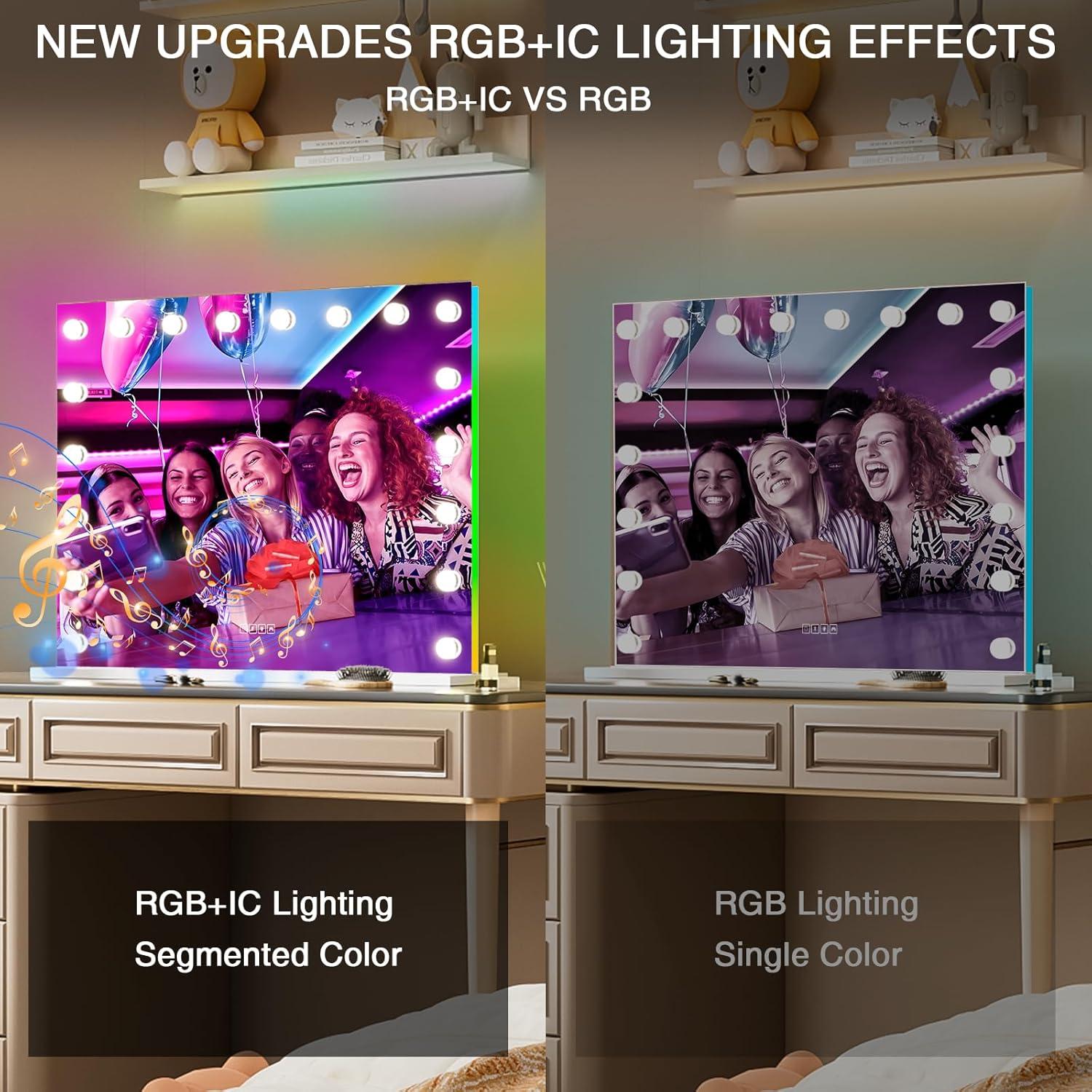 Espejo de Tocador COOLJEEN 81x58 cm con Luces y Bluetooth