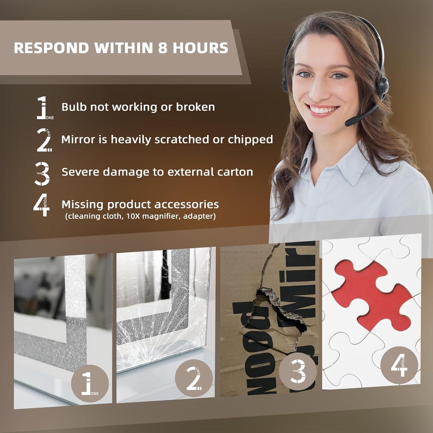 Espejo de Tocador Fenair Blanco con Luces y Altavoz Bluetooth 60x80 cm