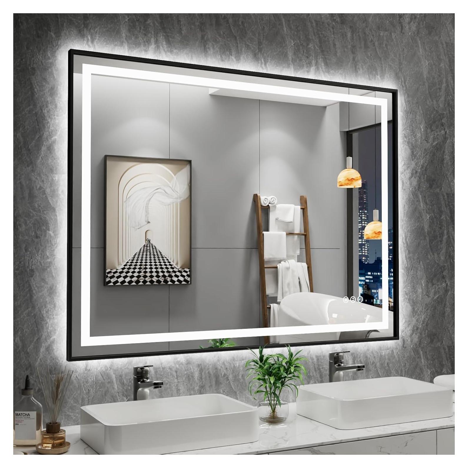 Espejo de Baño LED Amorho 101.6x76.2cm Marco Negro