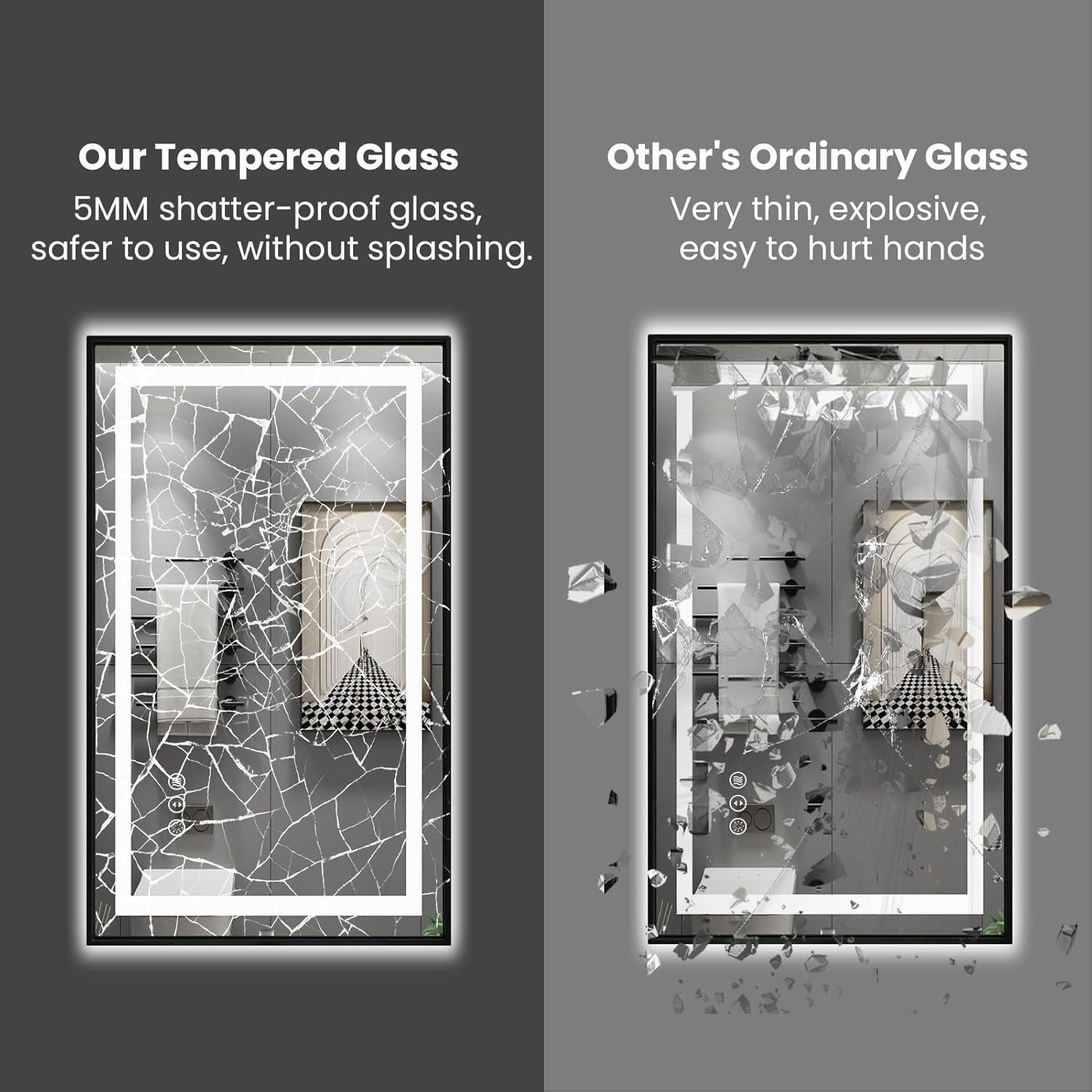 Espejo de Baño LED Amorho 101.6x76.2cm Marco Negro