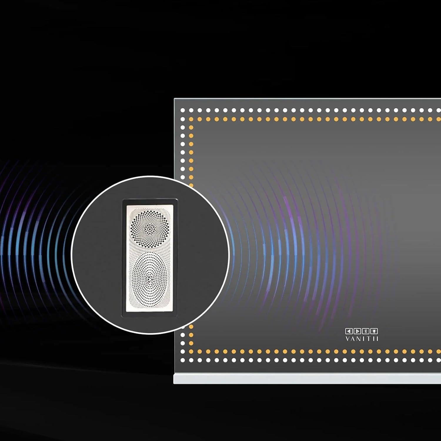 Espejo de Tocador Iluminado VANITII 58x81cm con Altavoz Bluetooth