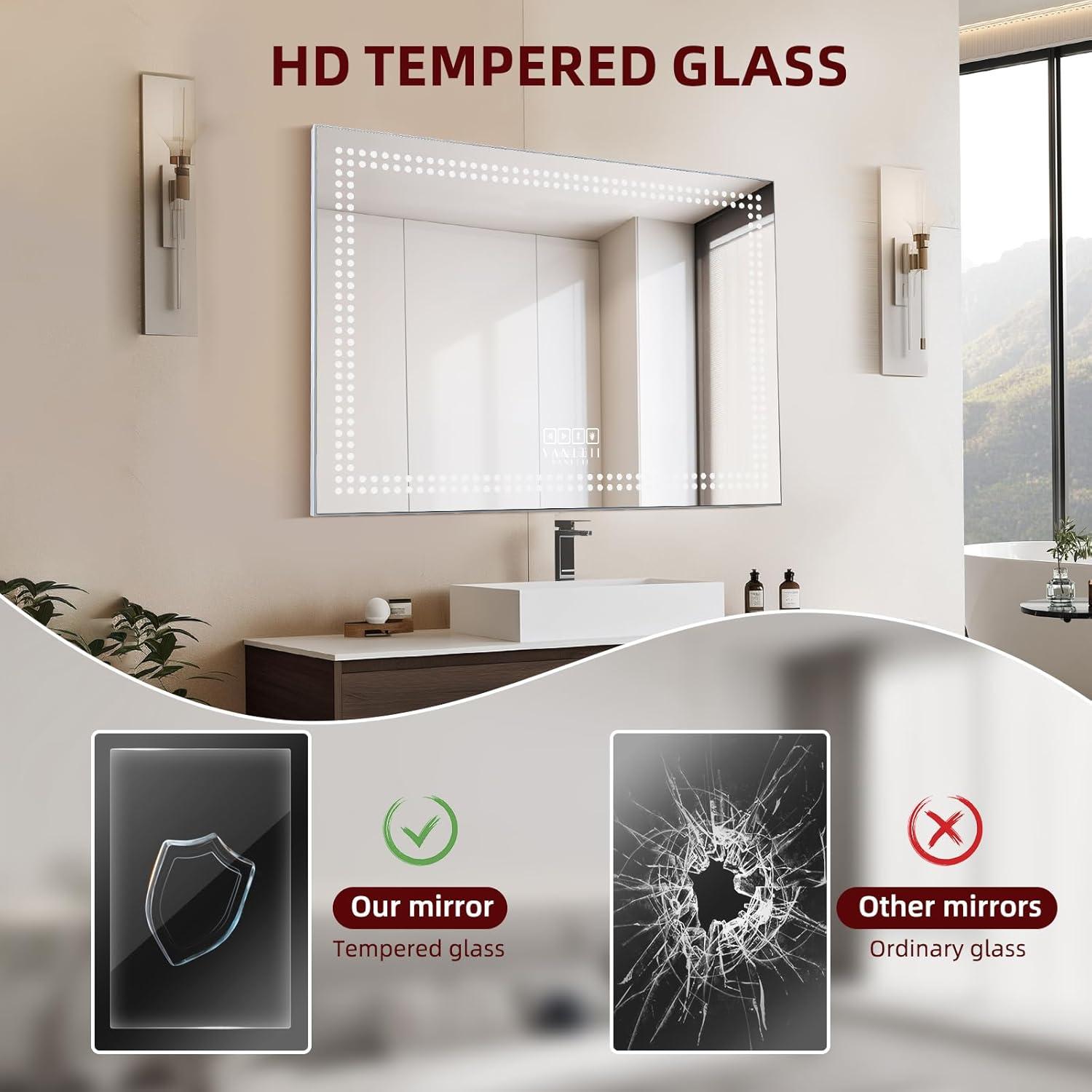 Espejo de Tocador Iluminado VANITII 58x81cm con Altavoz Bluetooth