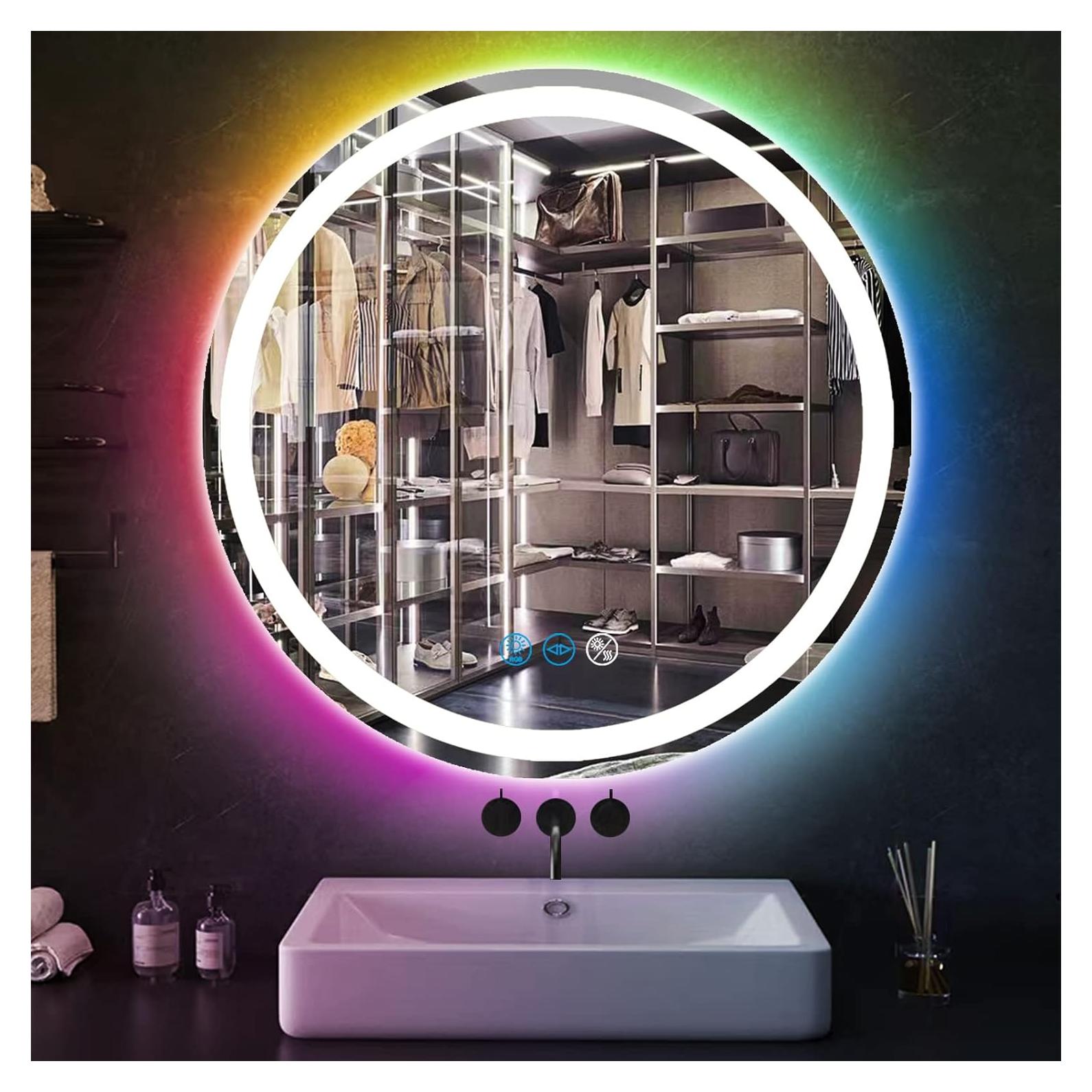 Espejo de baño LED ARUMMA 50.8 cm redondo con luces RGB