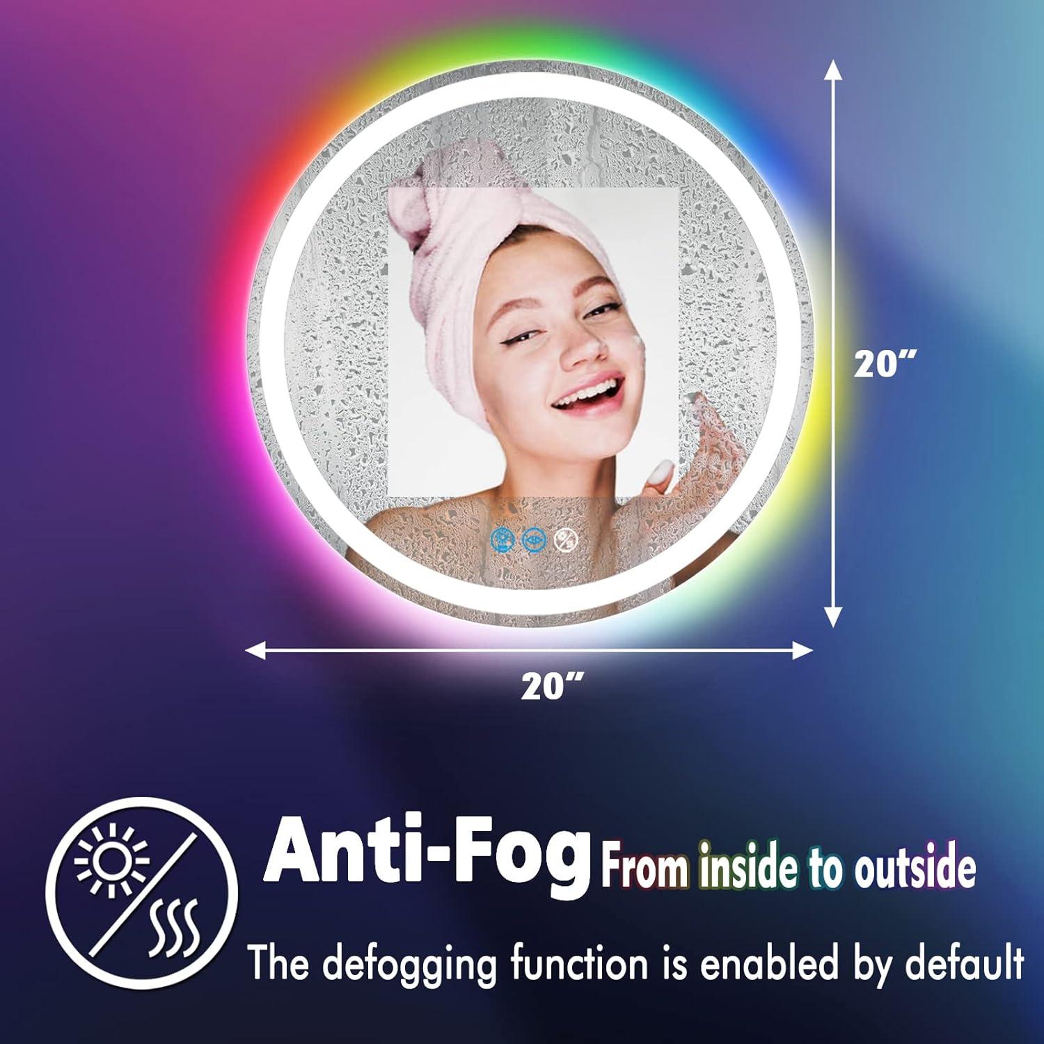 Espejo de baño LED ARUMMA 50.8 cm redondo con luces RGB