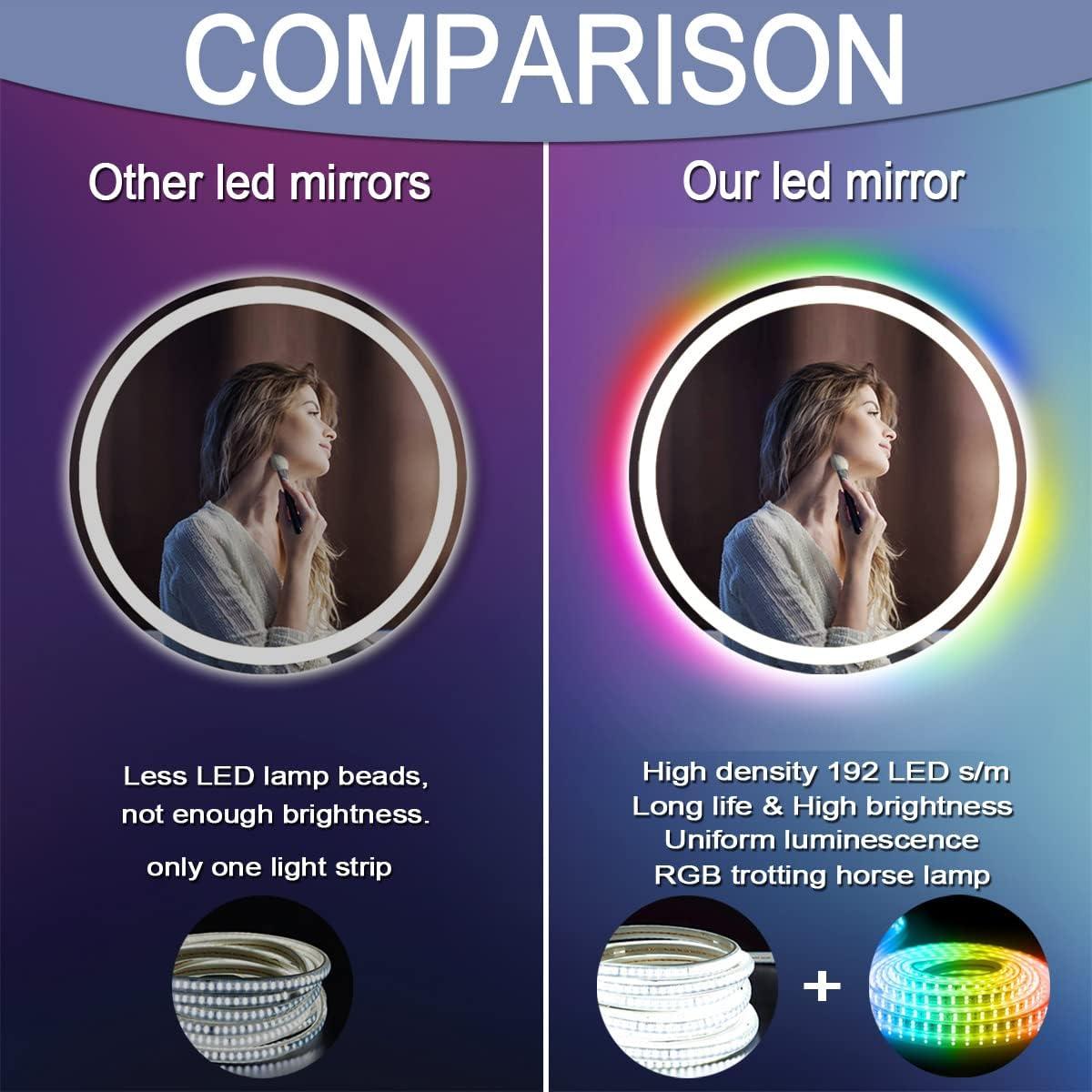 Espejo de baño LED ARUMMA 50.8 cm redondo con luces RGB