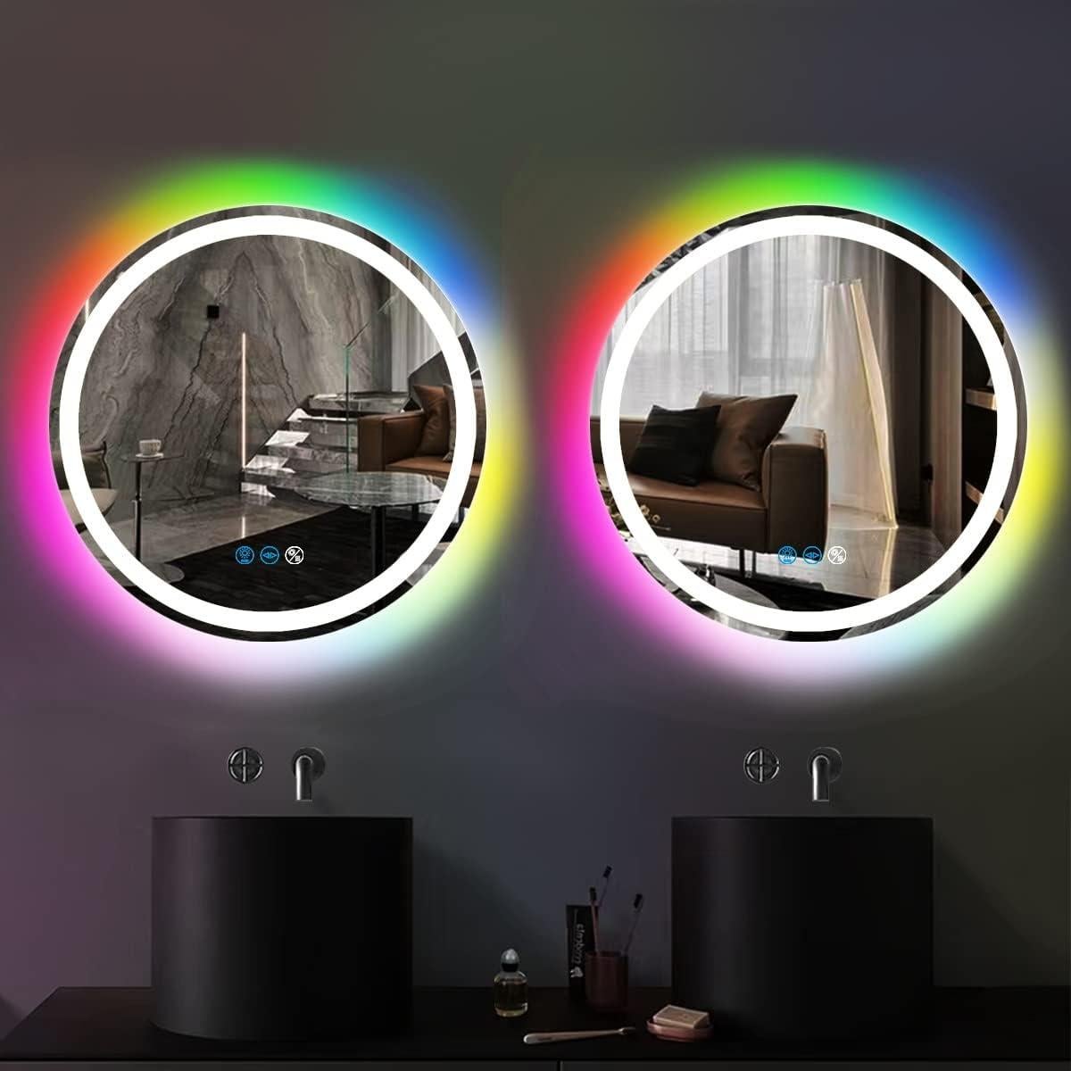 Espejo de baño LED ARUMMA 50.8 cm redondo con luces RGB