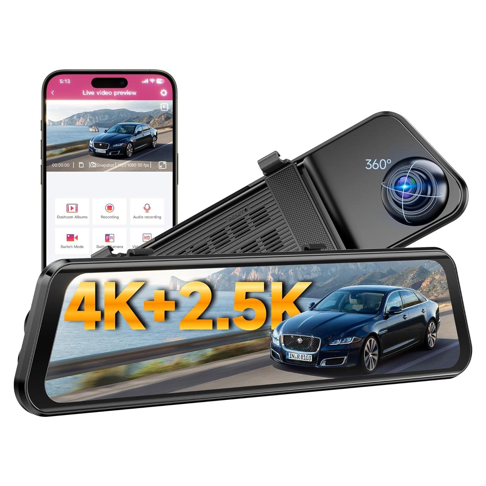 Cámara de Espejo Retrovisor OMBAR N1 4K+2.5K con ADAS y WiFi