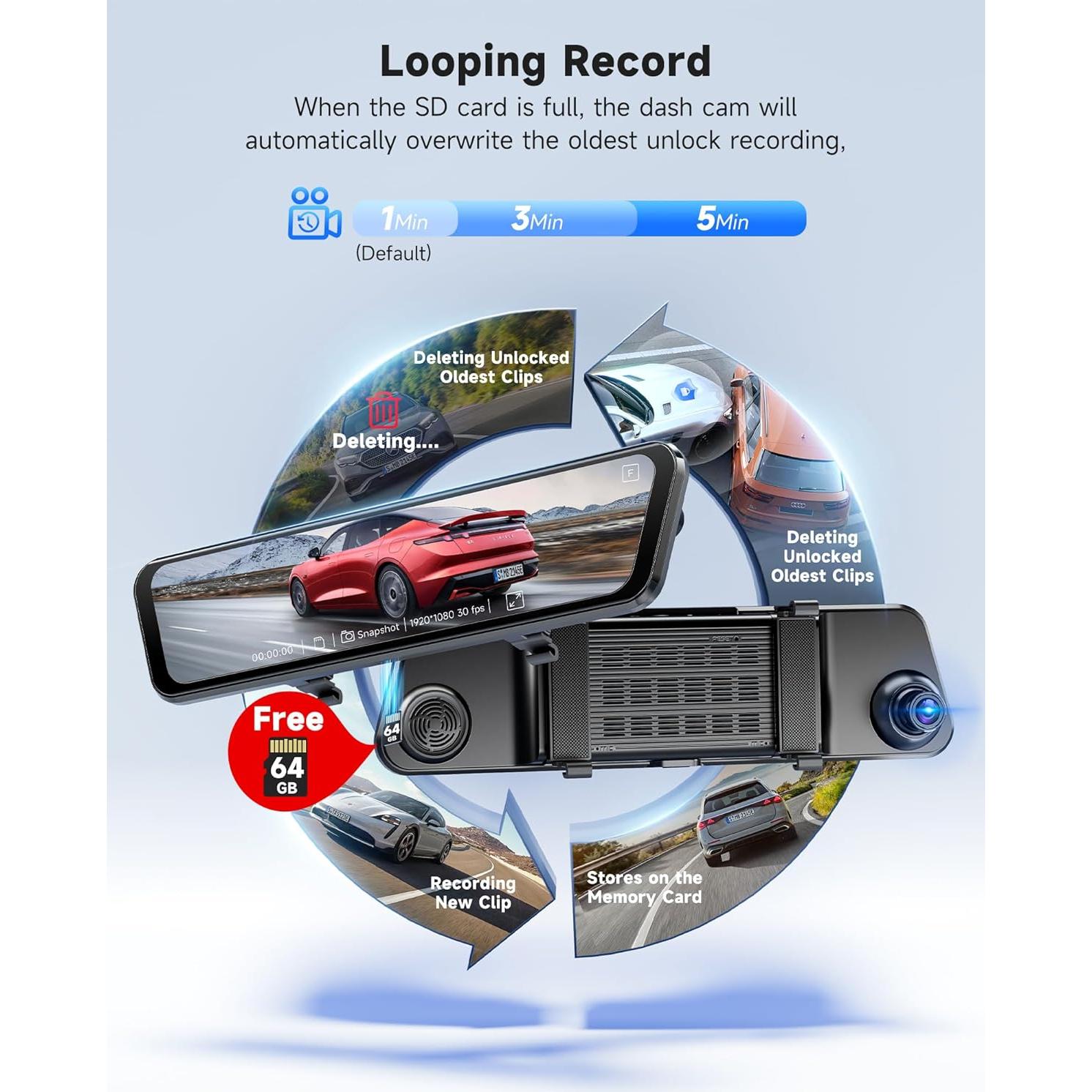 Cámara de Espejo Retrovisor OMBAR N1 4K+2.5K con ADAS y WiFi