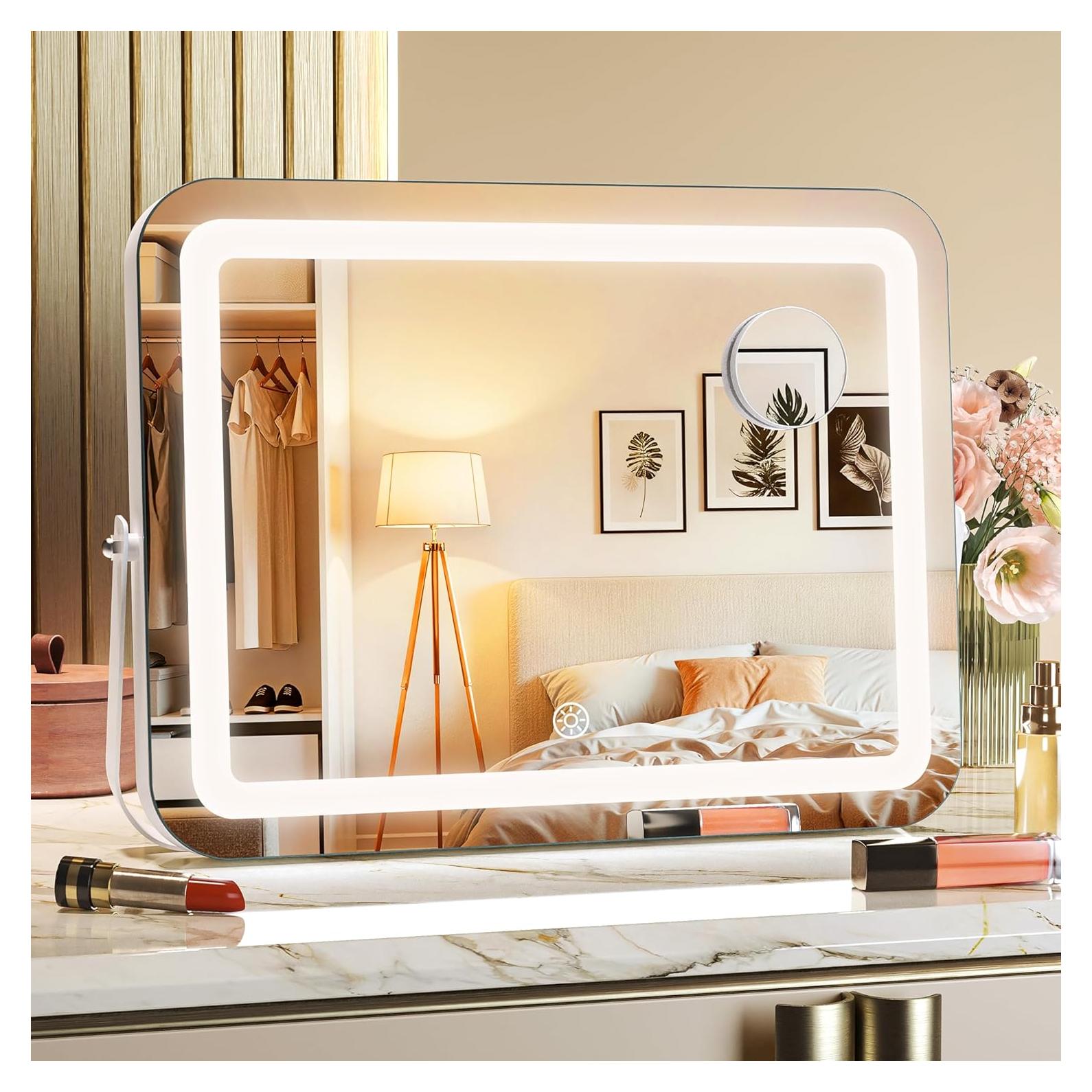 Espejo de Maquillaje LED MINISO 35.5x27.9cm con Luz y Aumento 5X