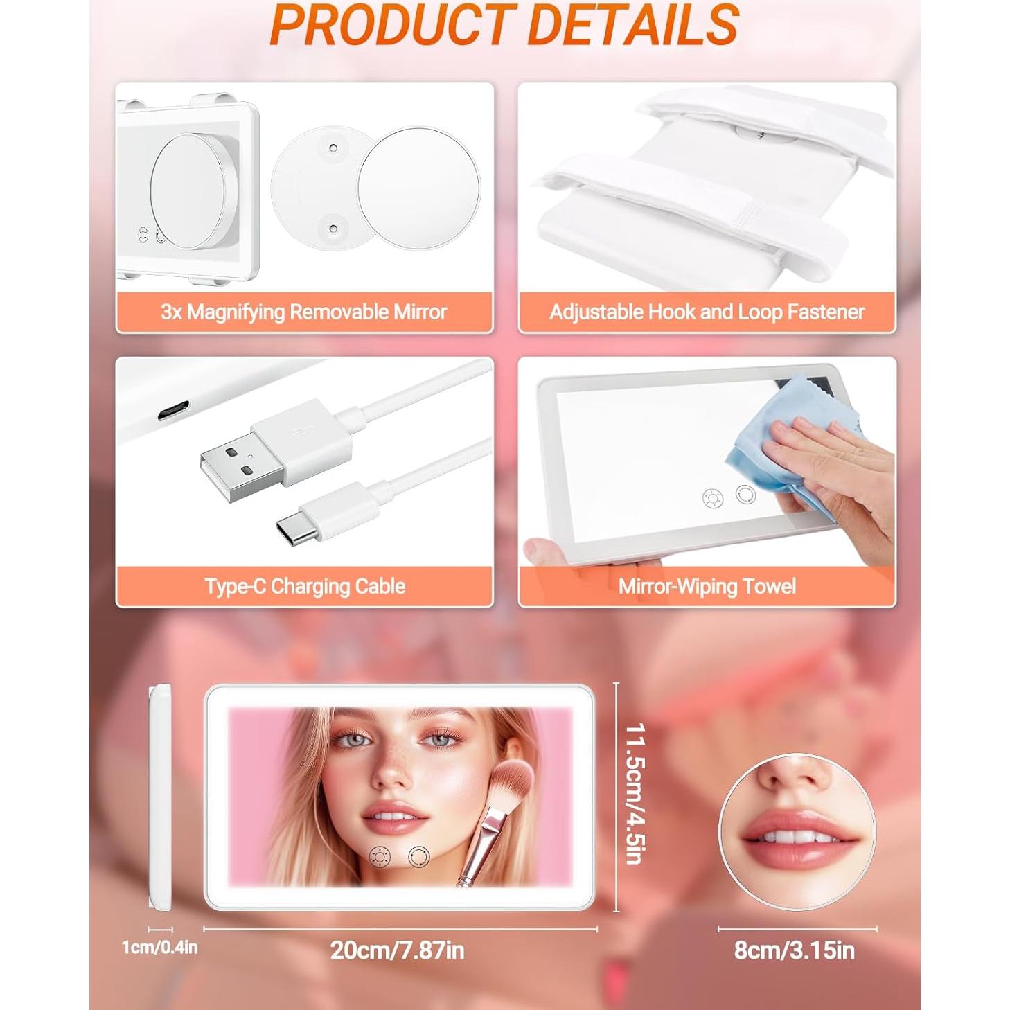 Espejo de Maquillaje para Auto SEALIGHT LED 20x11.5cm