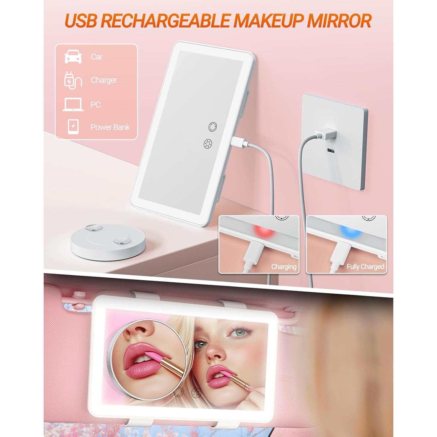 Espejo de Maquillaje para Auto SEALIGHT LED 20x11.5cm