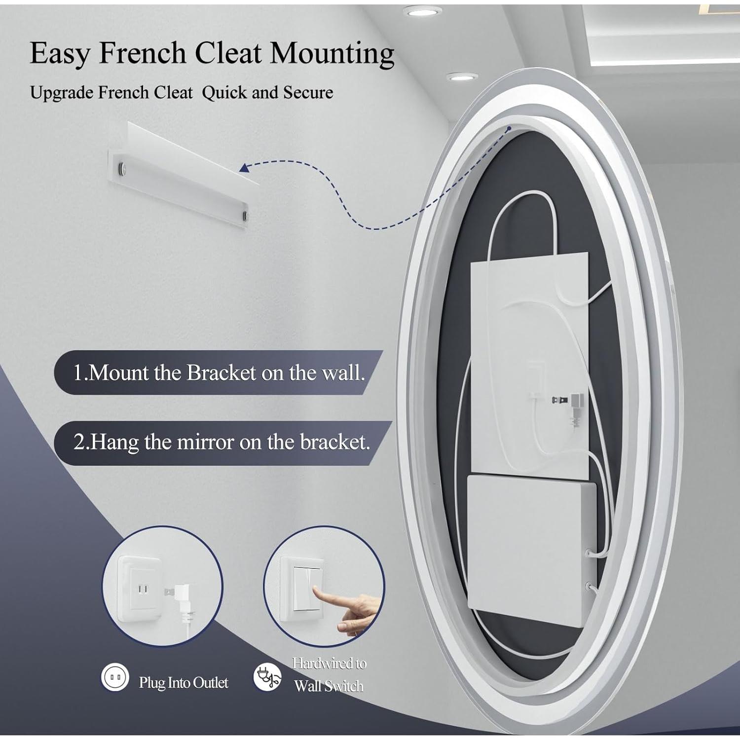 Espejo de Baño LED Ovalado OKPAL 71x91cm Anti-Niebla