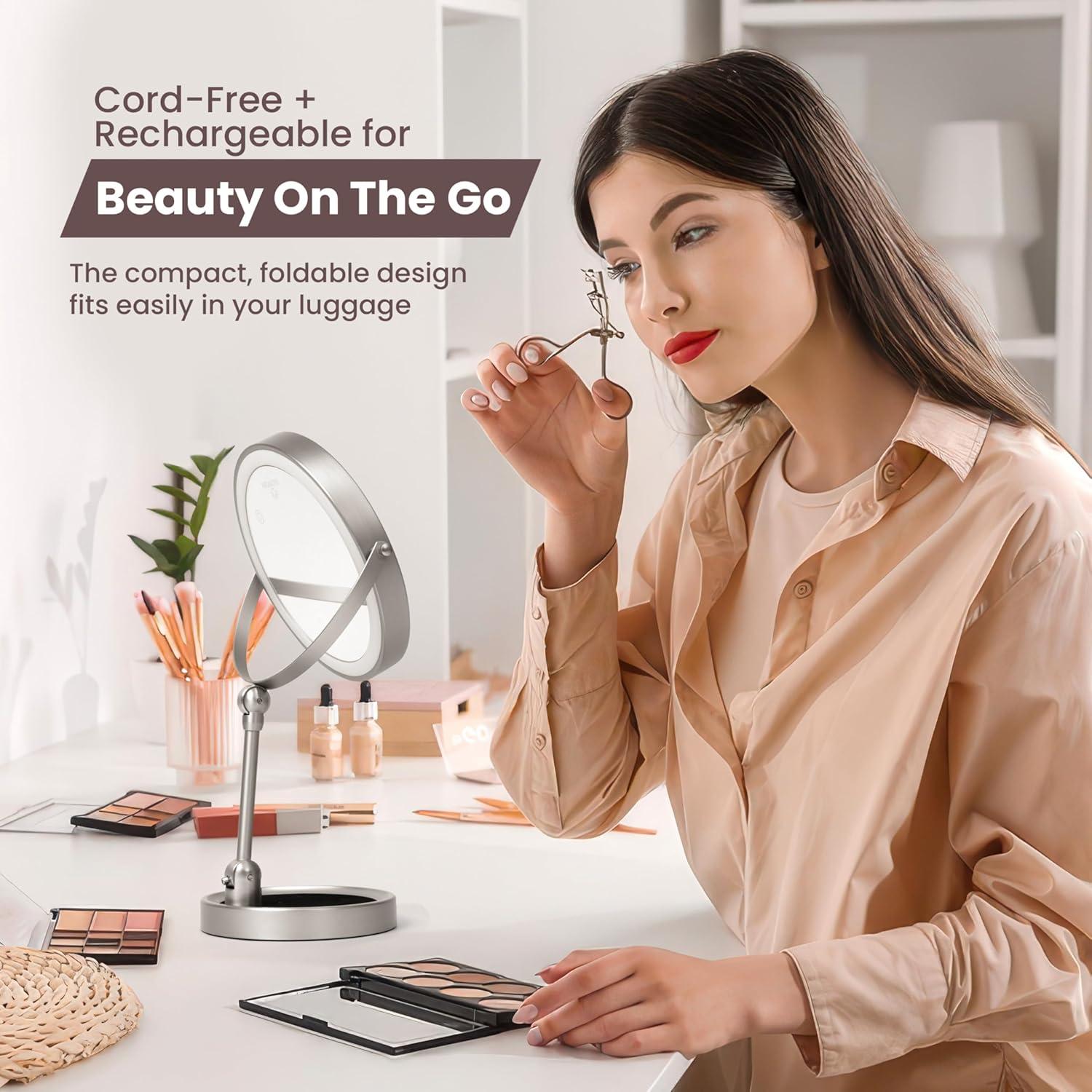 Espejo de Maquillaje LED Glowden 40.6 cm 1X/10X Ajustable