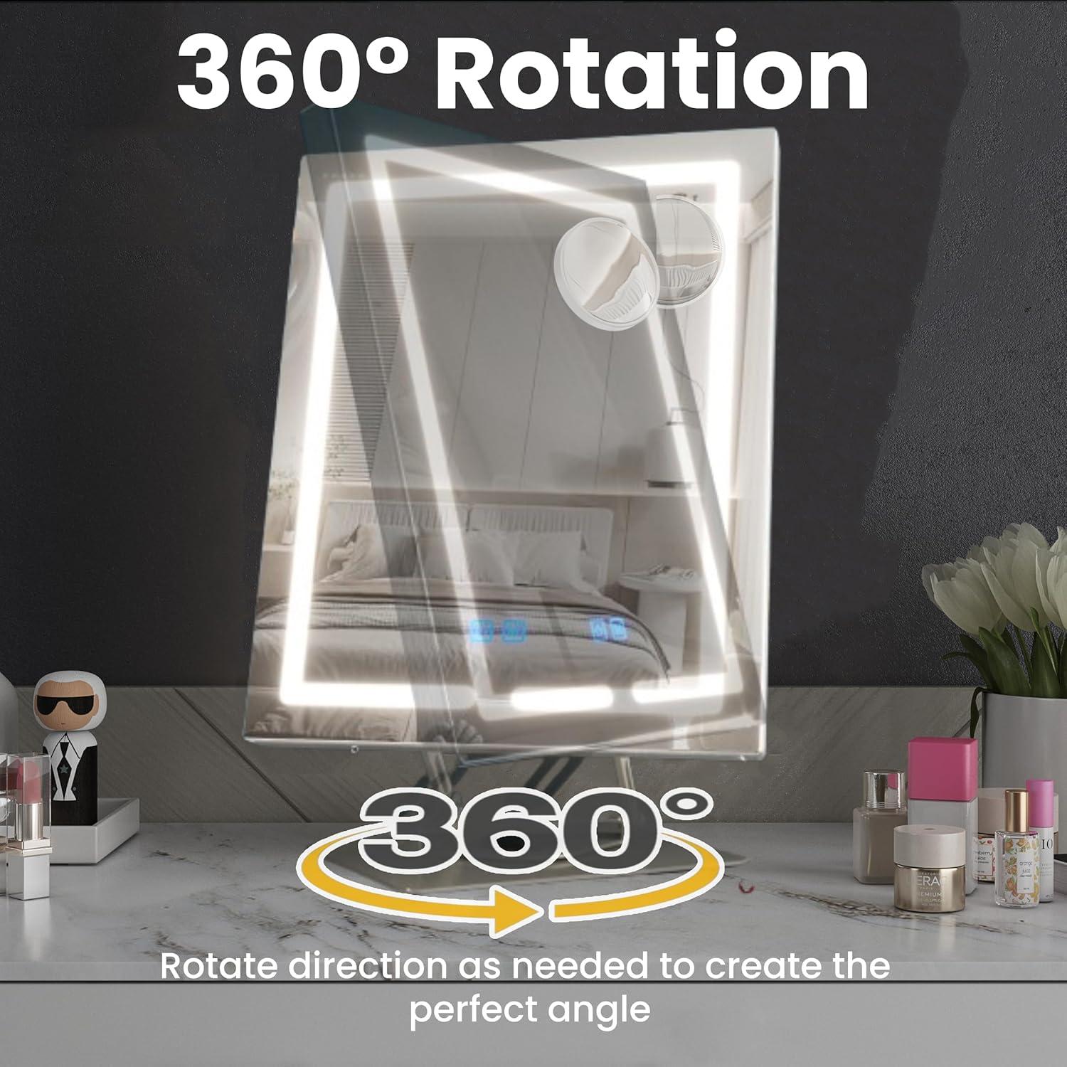 Espejo de Maquillaje Iluminado Genérico 5X Ajustable 360° Plata