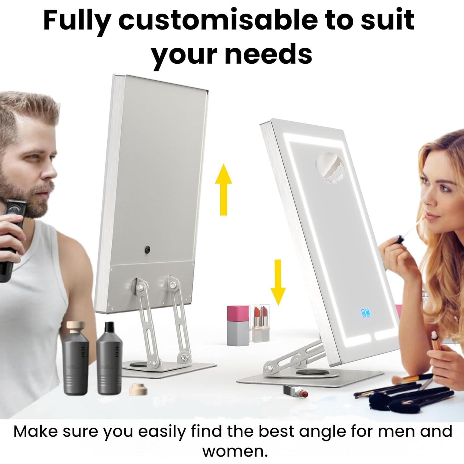 Espejo de Maquillaje Iluminado Genérico 5X Ajustable 360° Plata