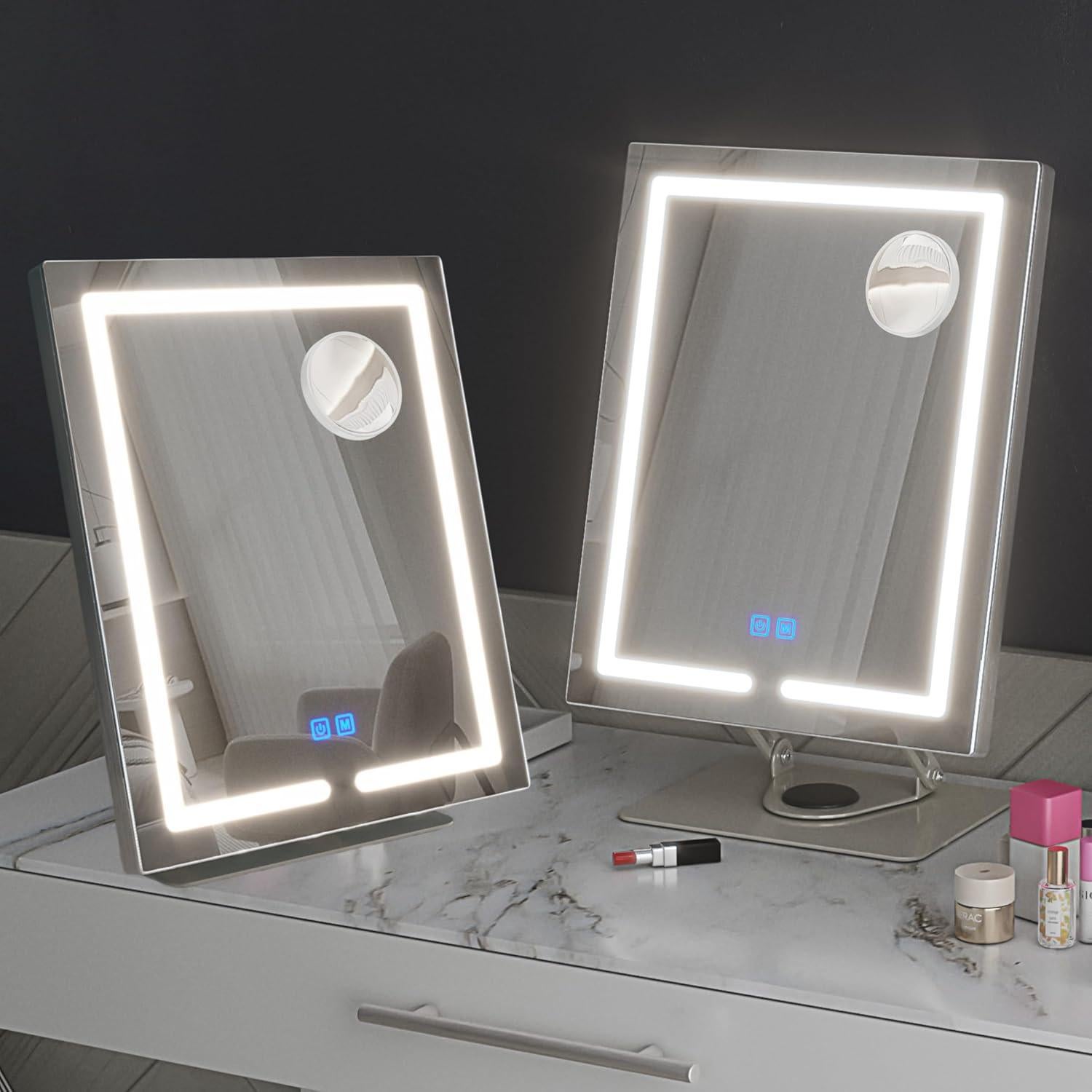 Espejo de Maquillaje Iluminado Genérico 5X Ajustable 360° Plata