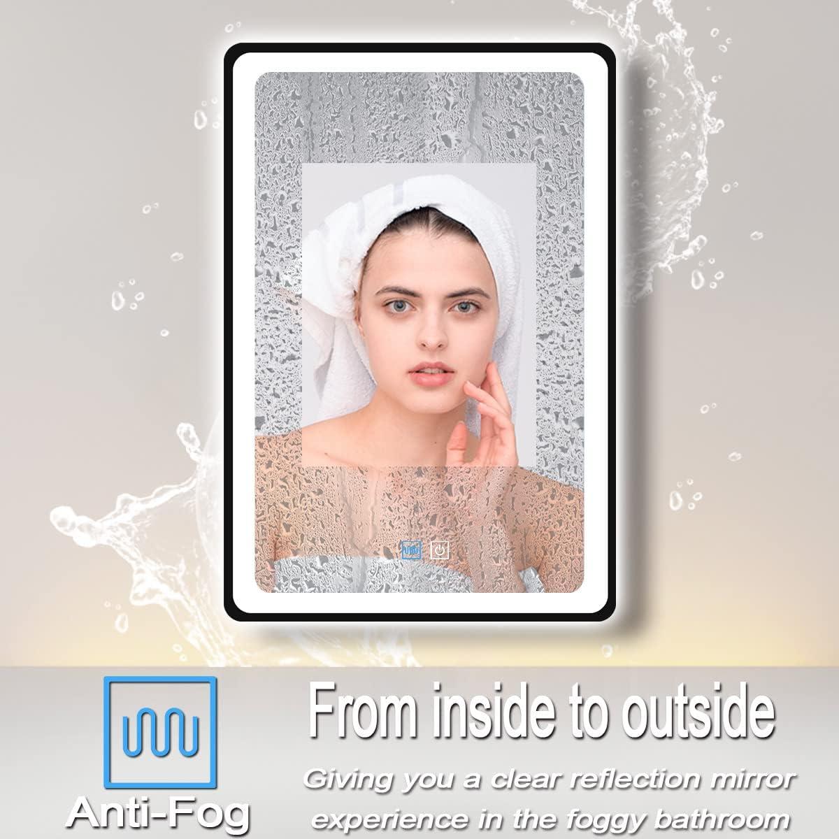 Espejo LED Inteligente MEIOUKA 91x61 cm Negro Regulable