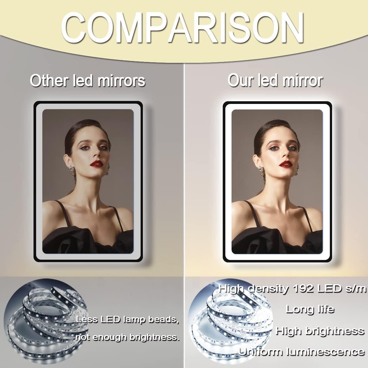 Espejo LED Inteligente MEIOUKA 91x61 cm Negro Regulable