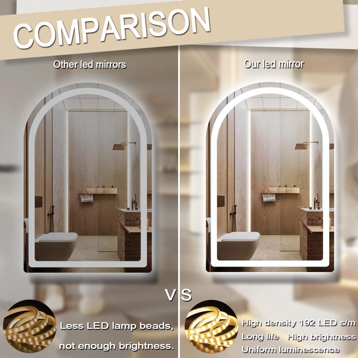 Espejo LED Arqueado THEKLA 60x40 cm Luz Frontal 3 Colores