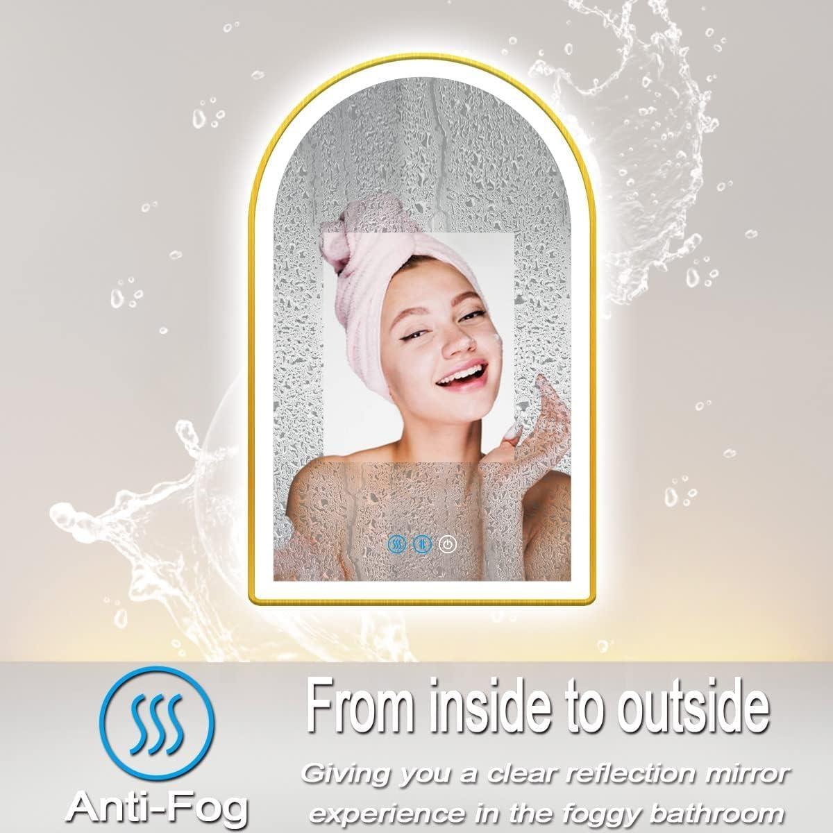 Espejo LED de Baño ARUMMA 50x80 cm Arco Dorado Anti Niebla