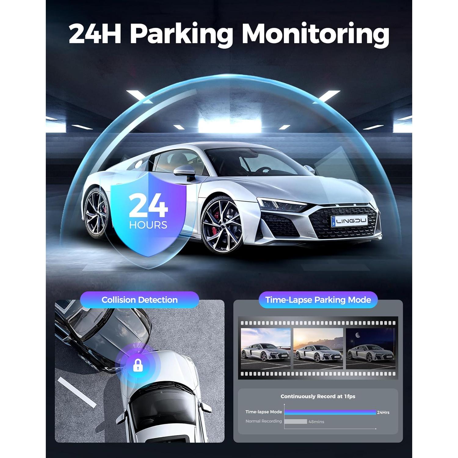 Cámara de Espejo Dash LINGDU LD4K 4K UHD + 2.5K Trasera