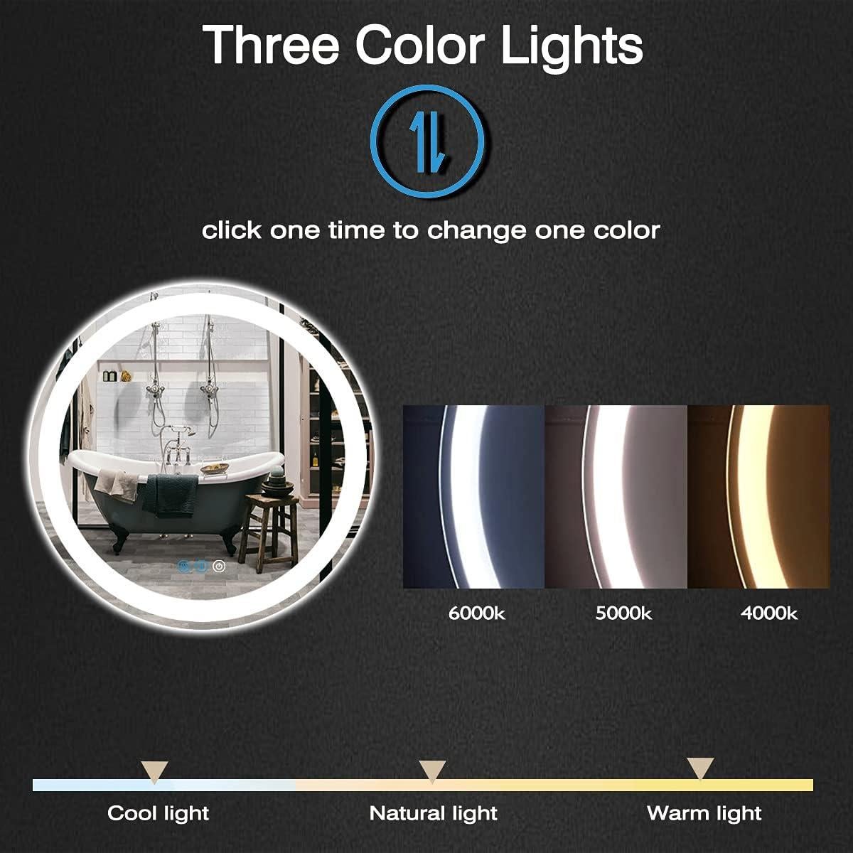 Espejo LED Redondo 81 cm DIDIDADA con Luz Regulable y Anti-vaho