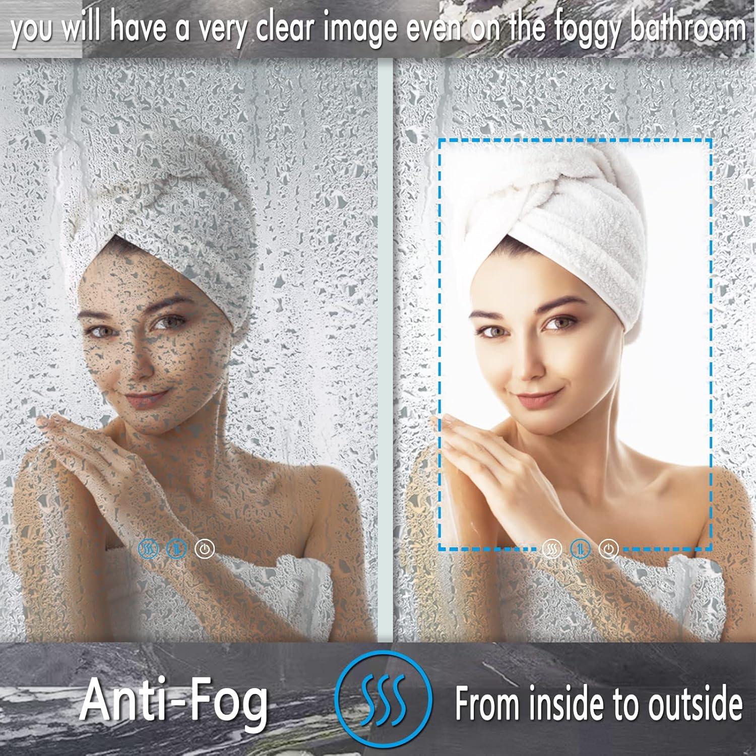 Espejo de Baño LED Arqueado Thekla 91x61 cm Negro con Estante