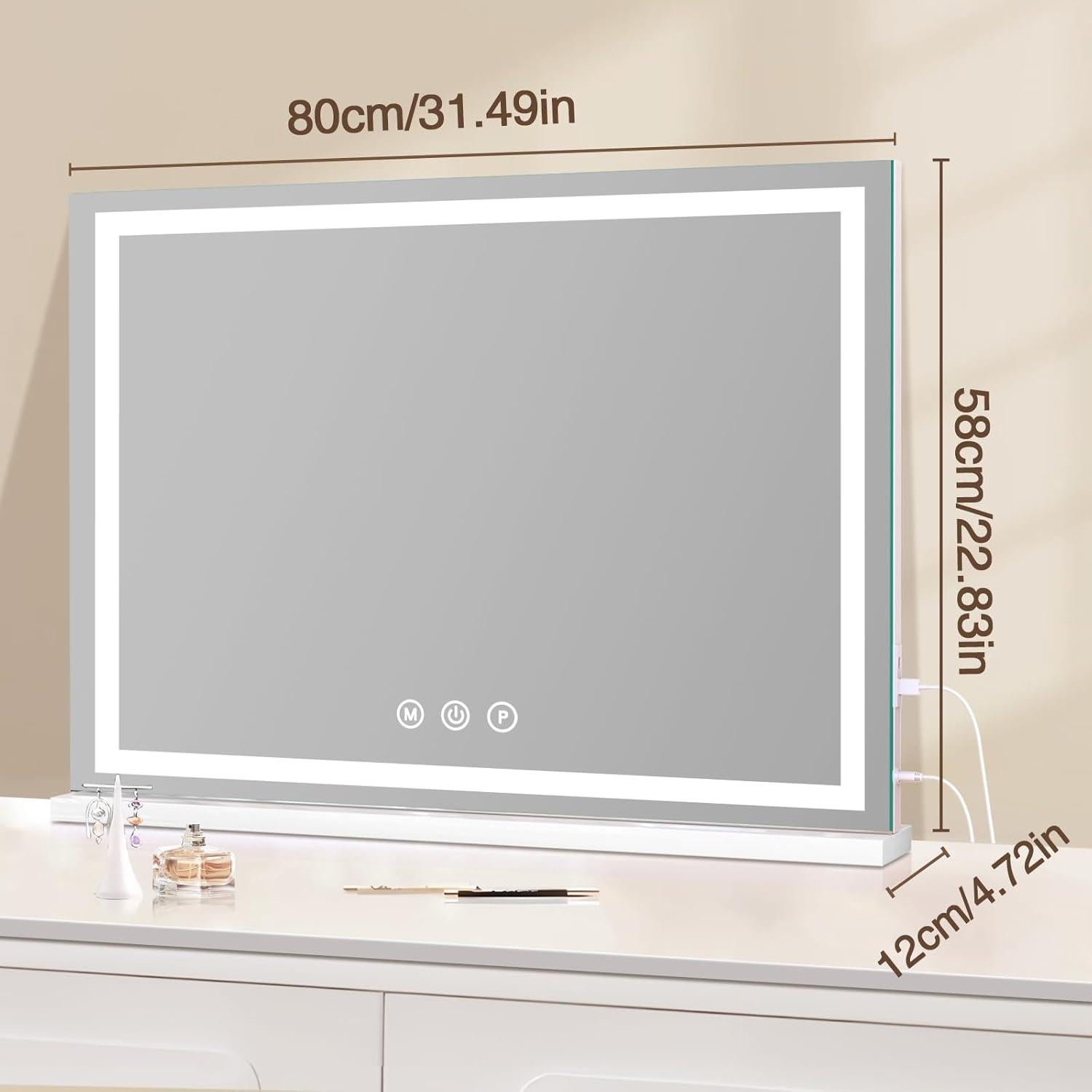 Espejo de tocador LED Halumao 60x80 cm con luz regulable