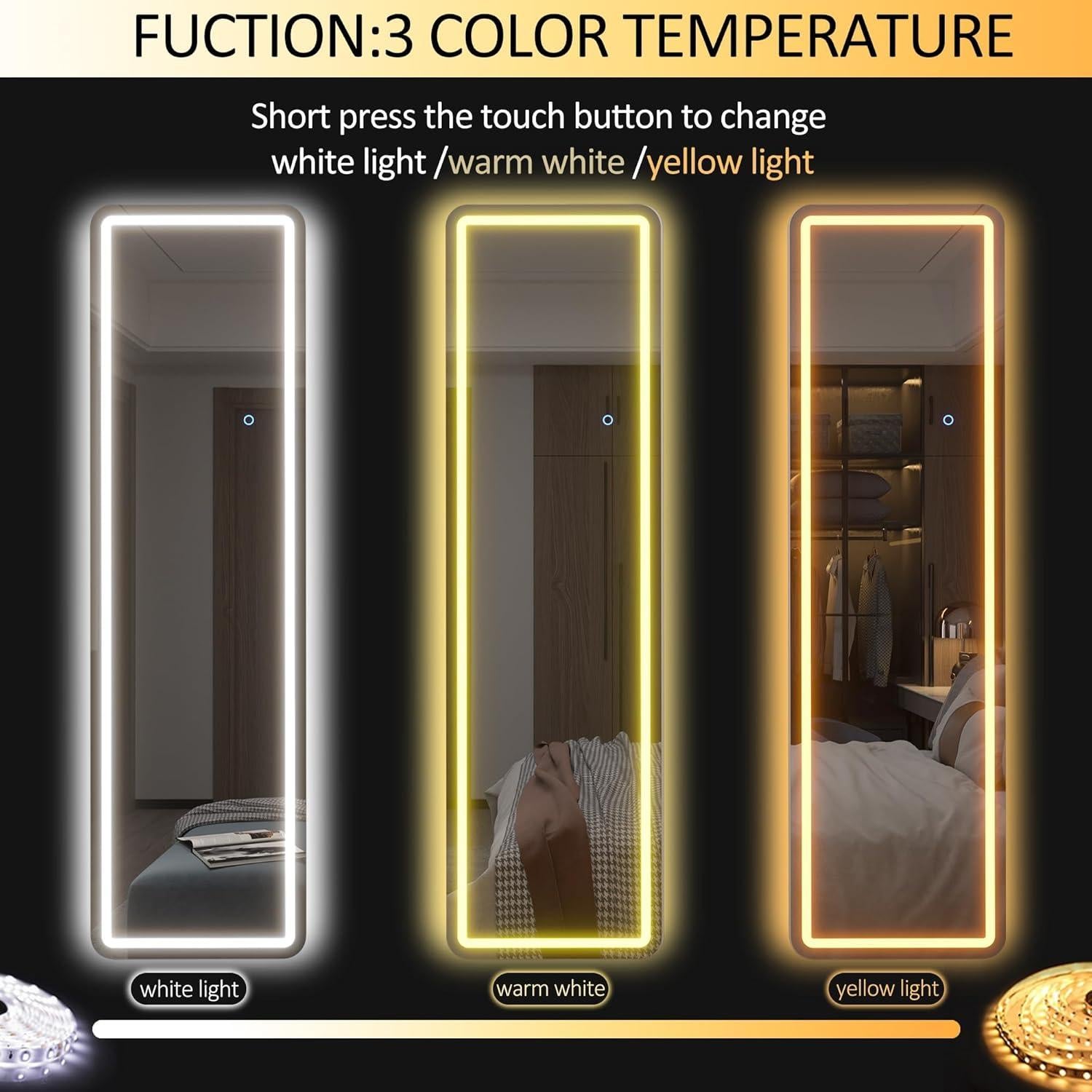 Espejo de Cuerpo Completo LVZORY con Luces LED 160x40.6 cm